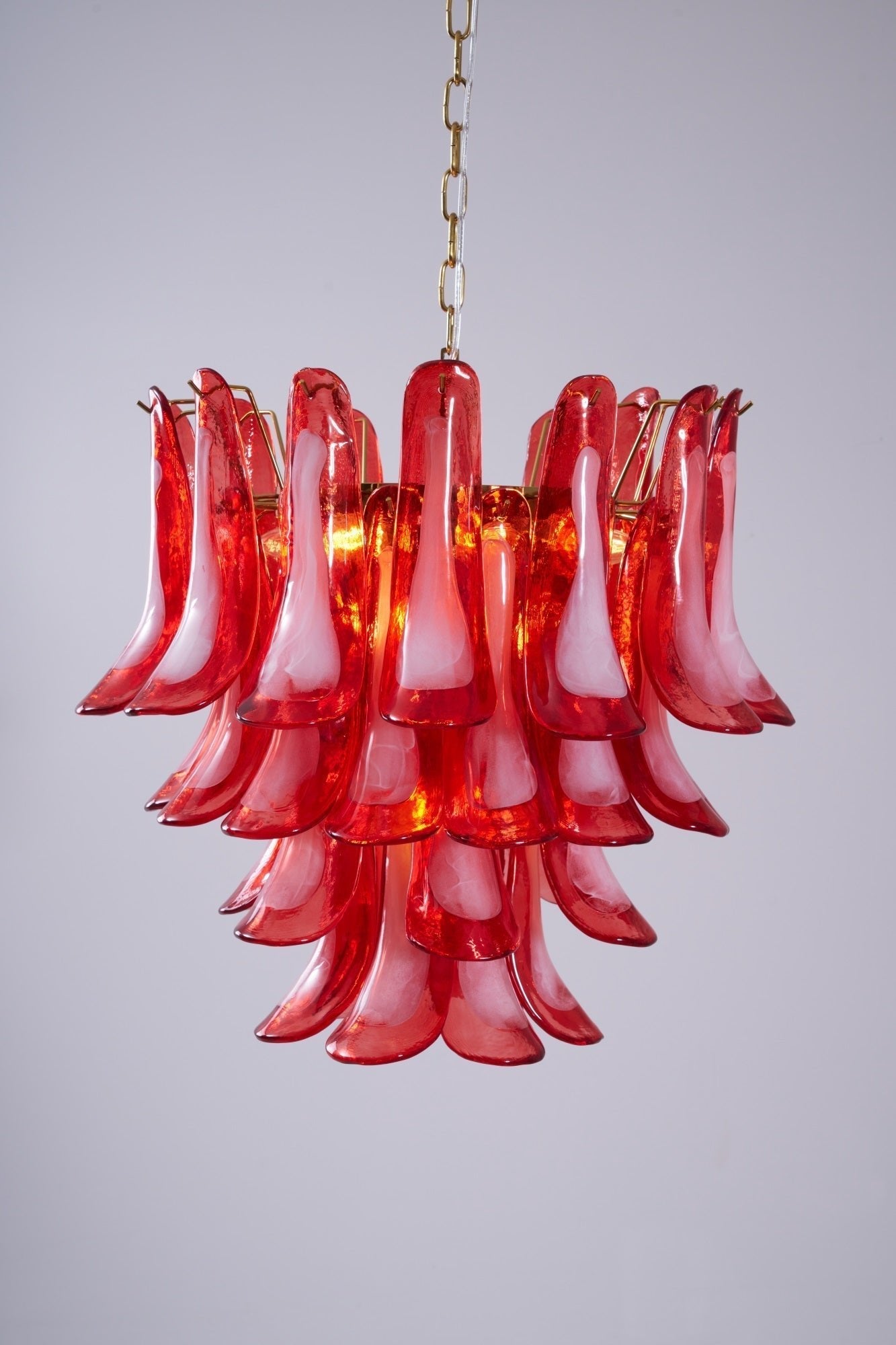 Aurora Chandelier Red Petal Glass Layered Artistic-Neutral Decor