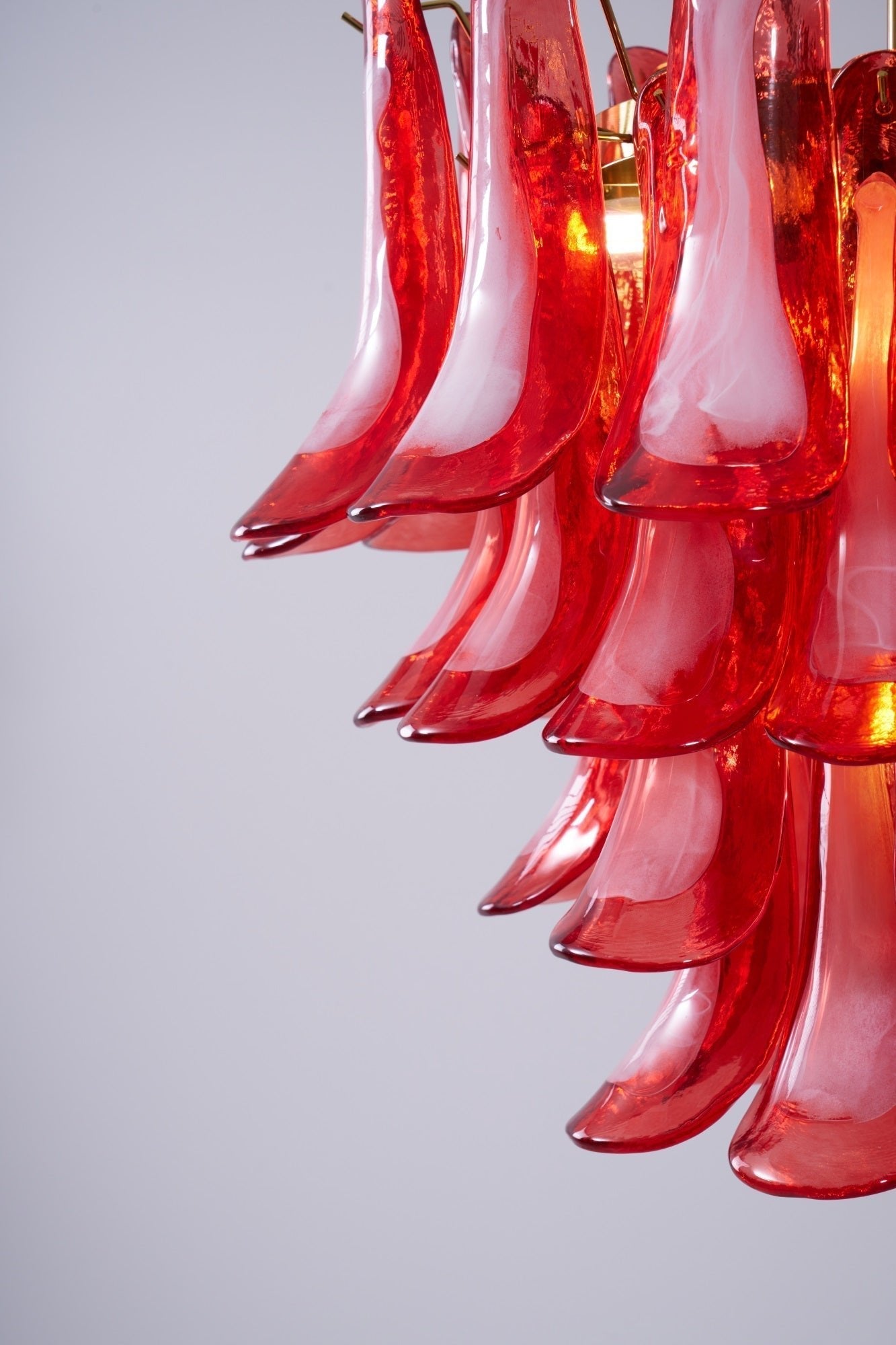 Aurora Chandelier Red Petal Glass Layered Artistic-Neutral Decor