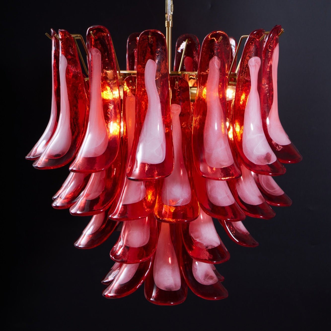 Aurora Chandelier Red Petal Glass Layered Artistic-Neutral Decor