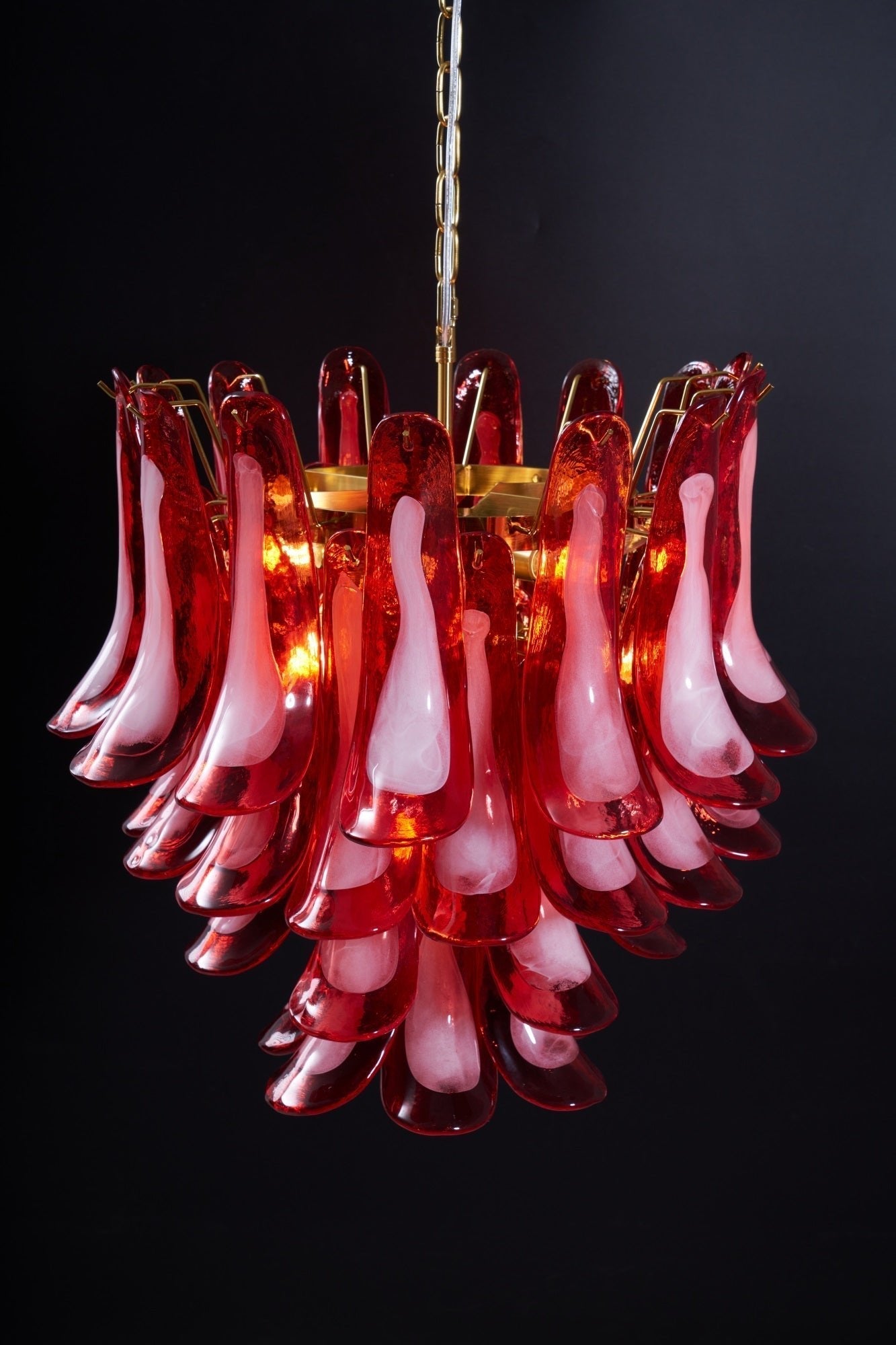Aurora Chandelier Red Petal Glass Layered Artistic-Neutral Decor
