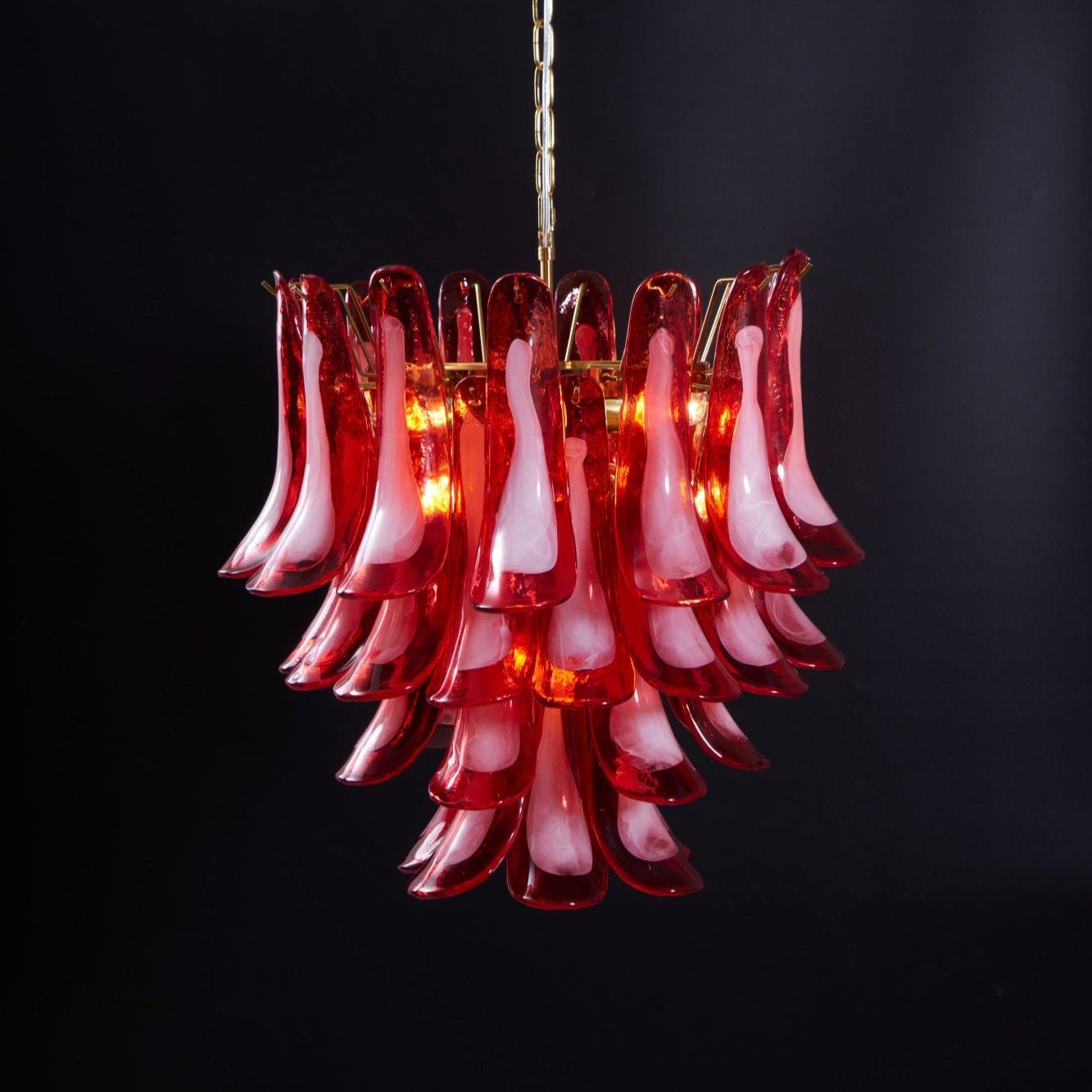 Aurora Chandelier Red Petal Glass Layered Artistic-Neutral Decor