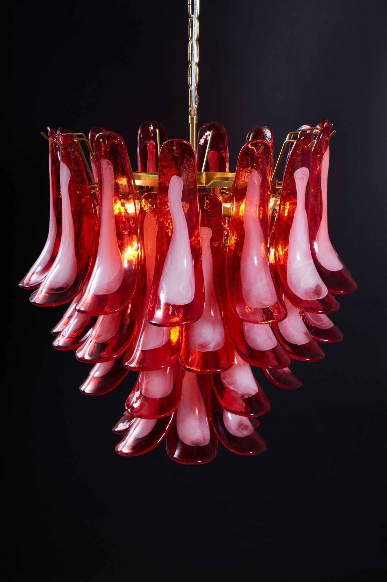 Aurora Chandelier Red Petal Glass Layered Artistic-Neutral Decor