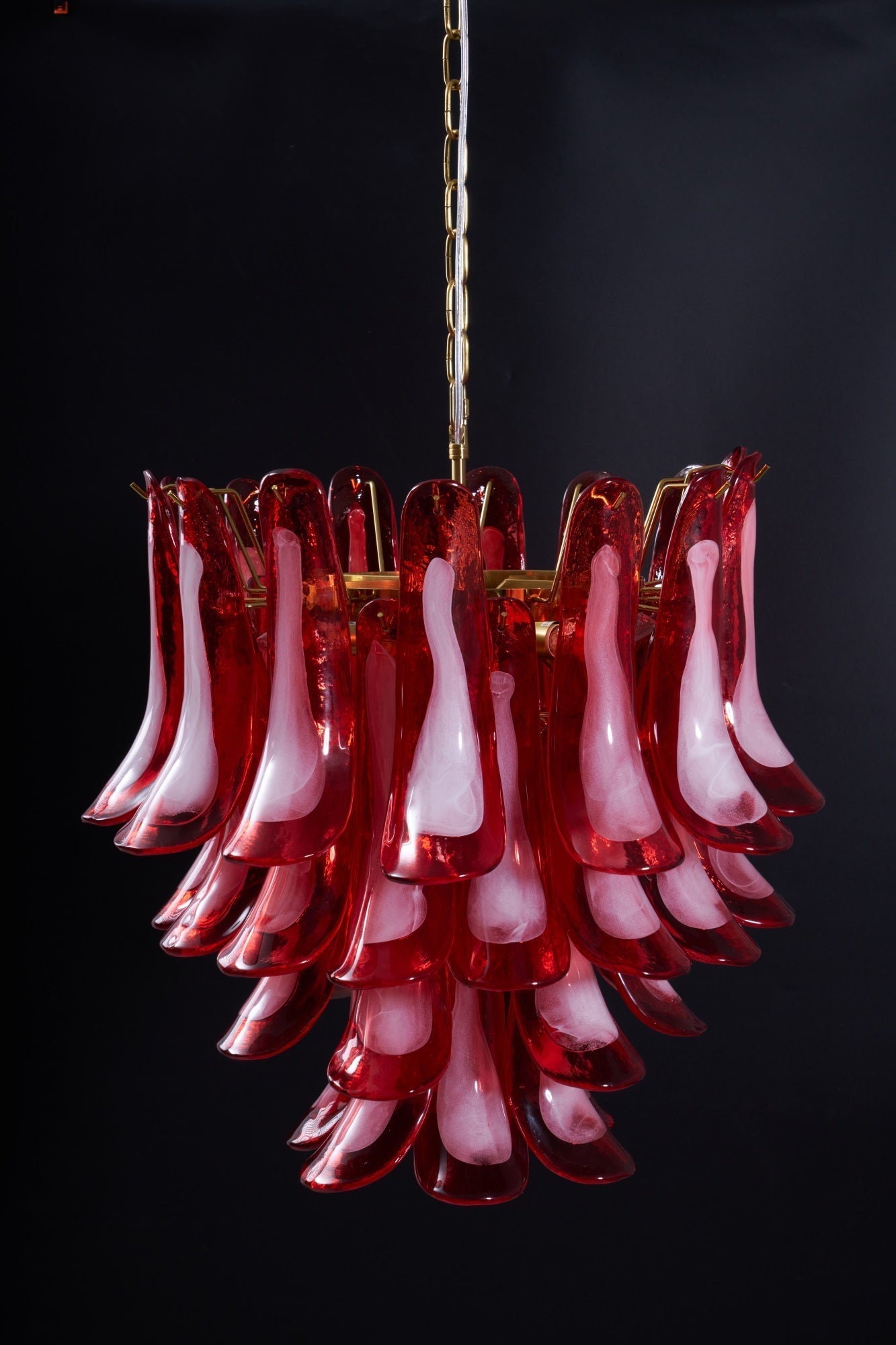 Aurora Chandelier Red Petal Glass Layered Artistic-Neutral Decor