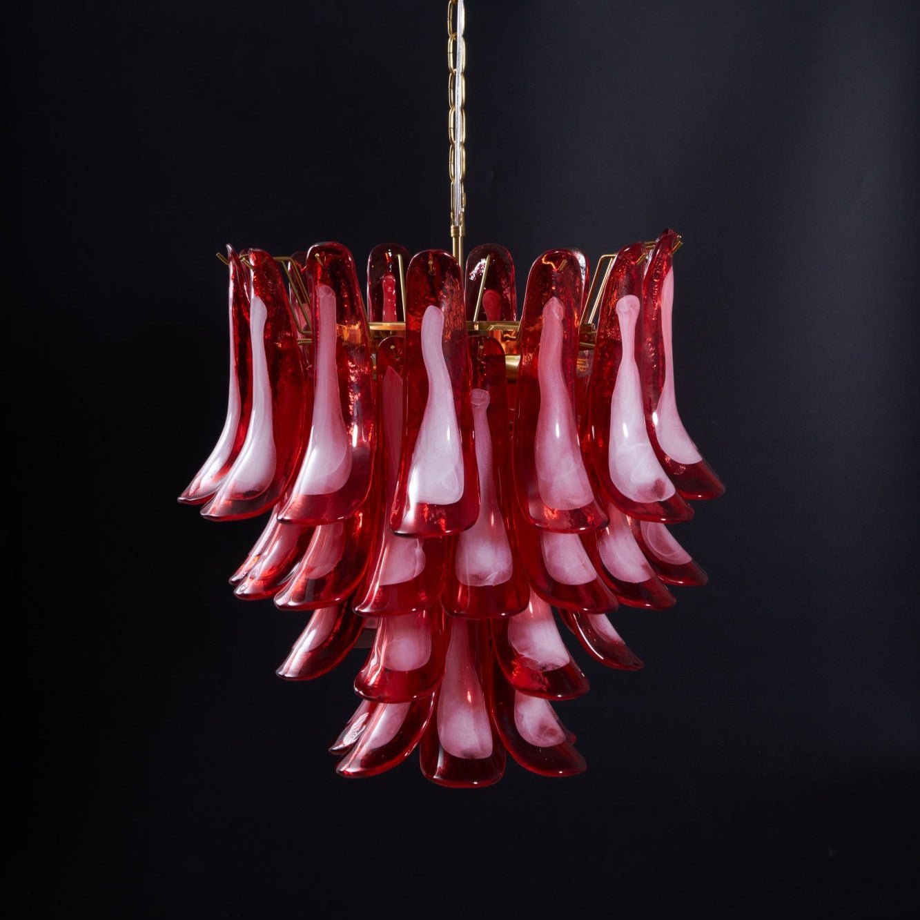 Aurora Chandelier Red Petal Glass Layered Artistic-Neutral Decor