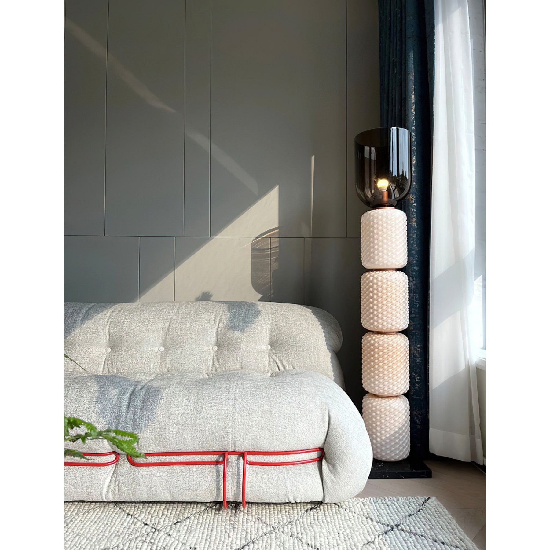Ficupala Memphis Floor Lamp in the Yellow & Beige Glass finish.