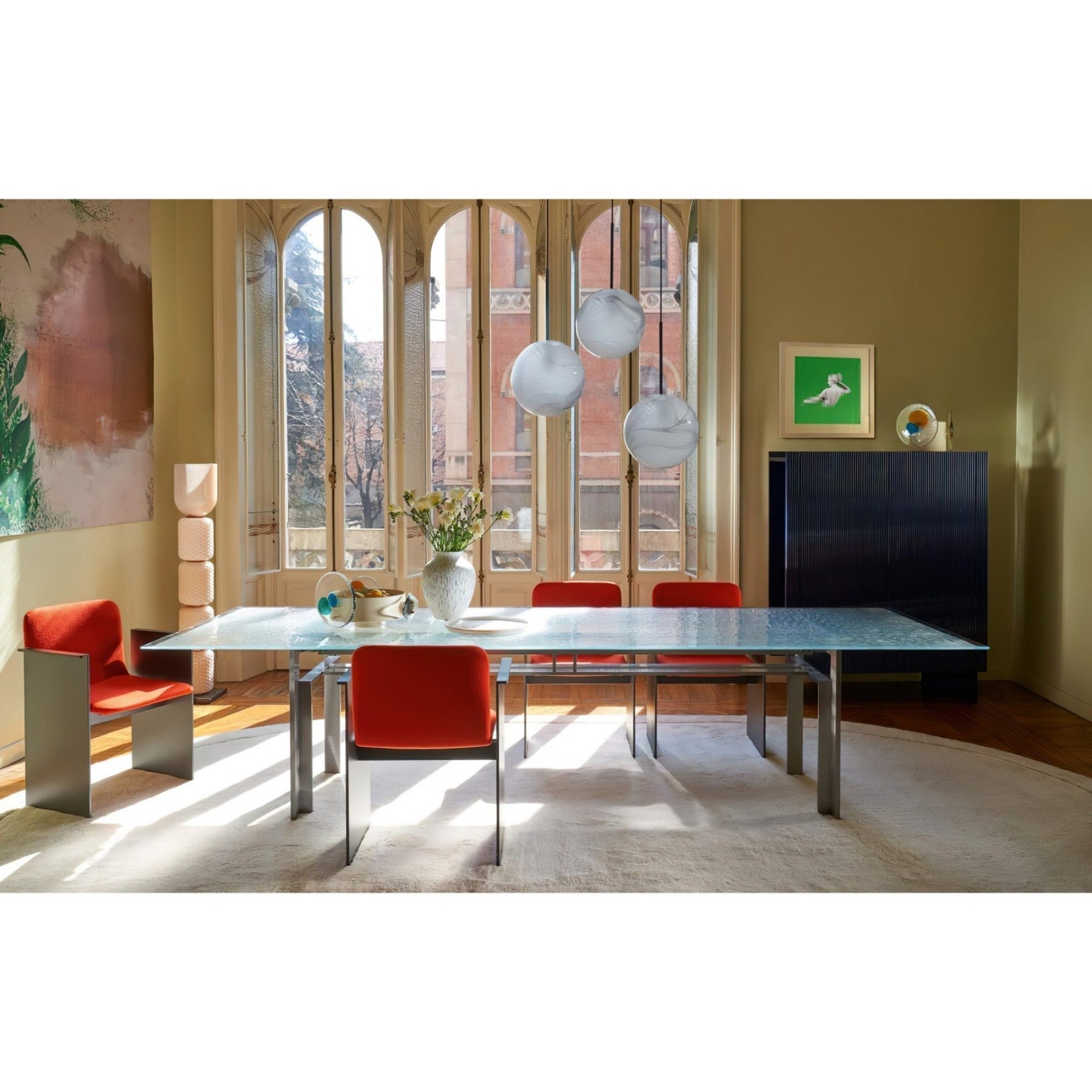 Lifestyle image of the Ficupala lamp in a modern living room setting.