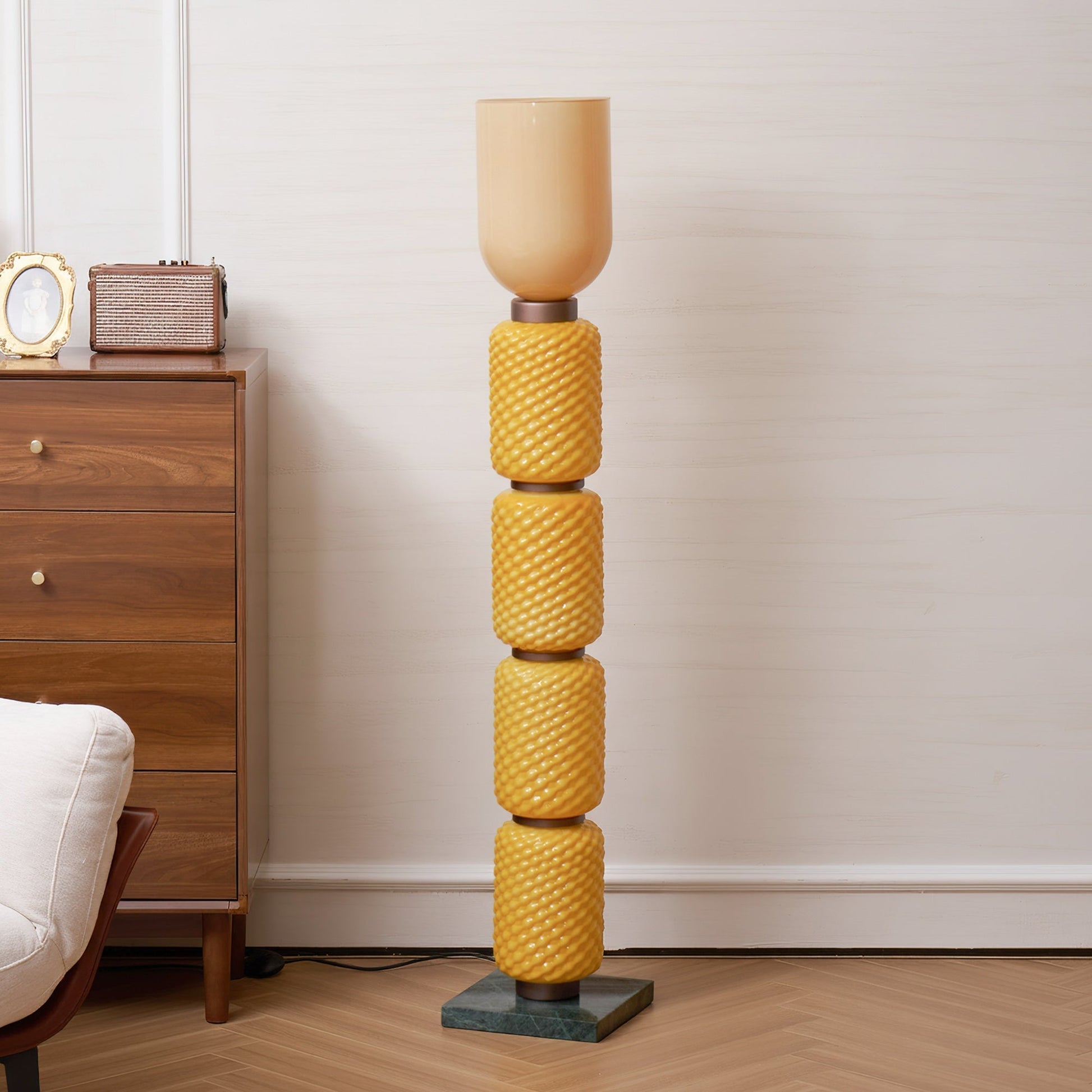 Ficupala Memphis Floor Lamp in the Pink & Pink Glass finish.