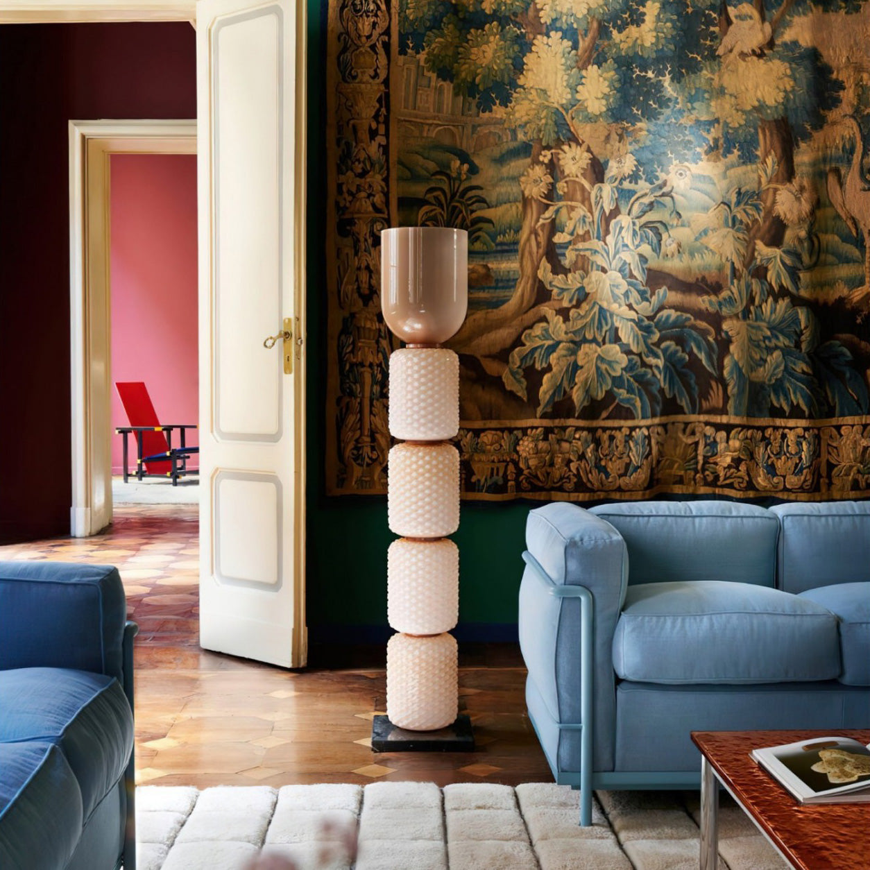 Angled view of the Ficupala Memphis Floor Lamp showcasing its eclectic style.