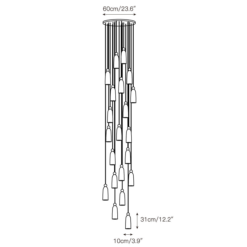 Dimensional drawing of the single Figure pendant light.