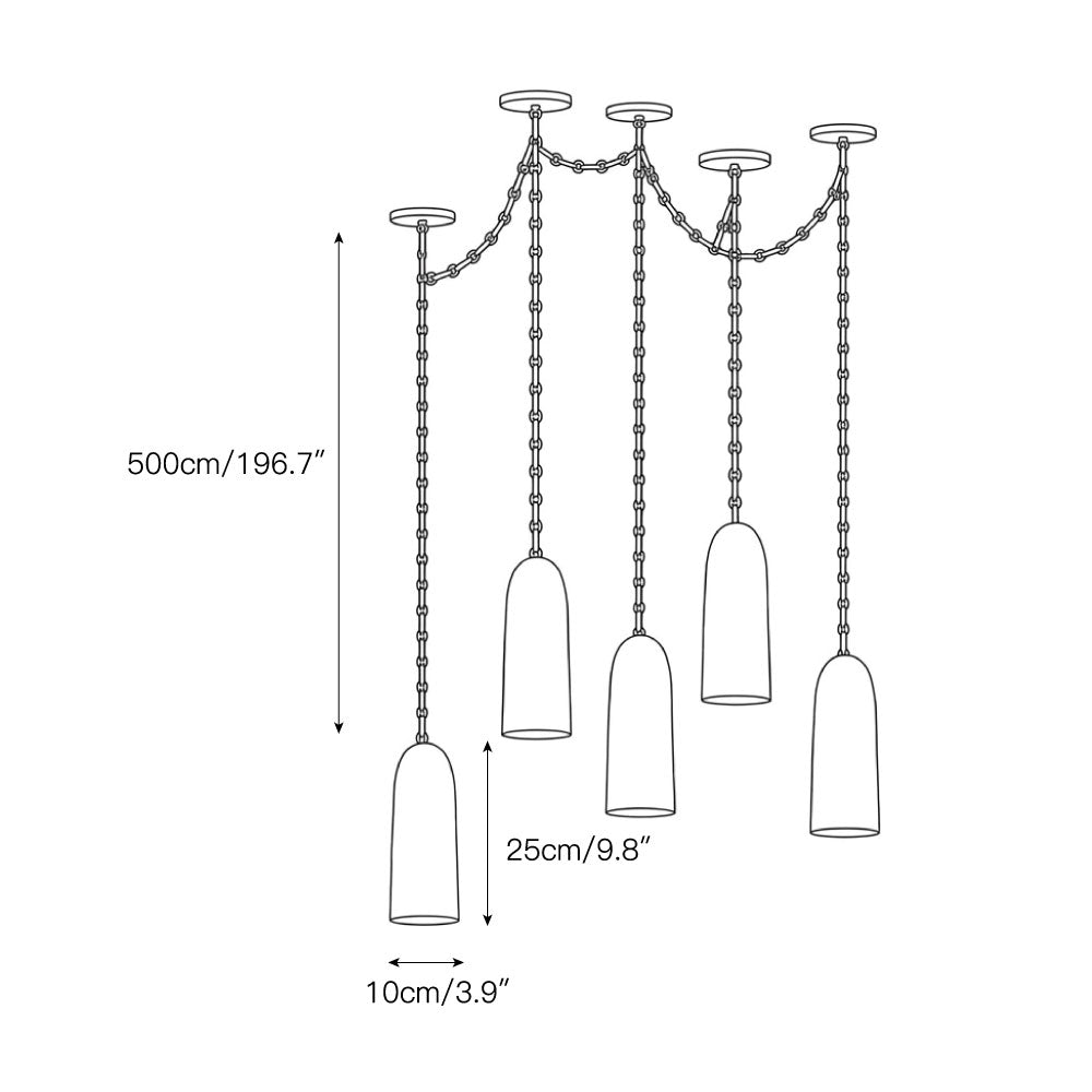Five-head configuration of the Spanish alabaster chandelier.