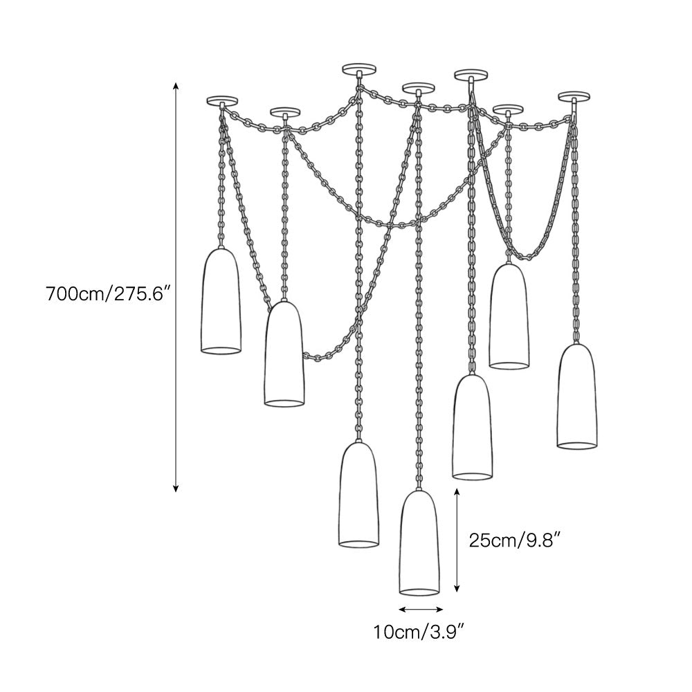 Seven-head configuration of the Spanish alabaster chandelier.