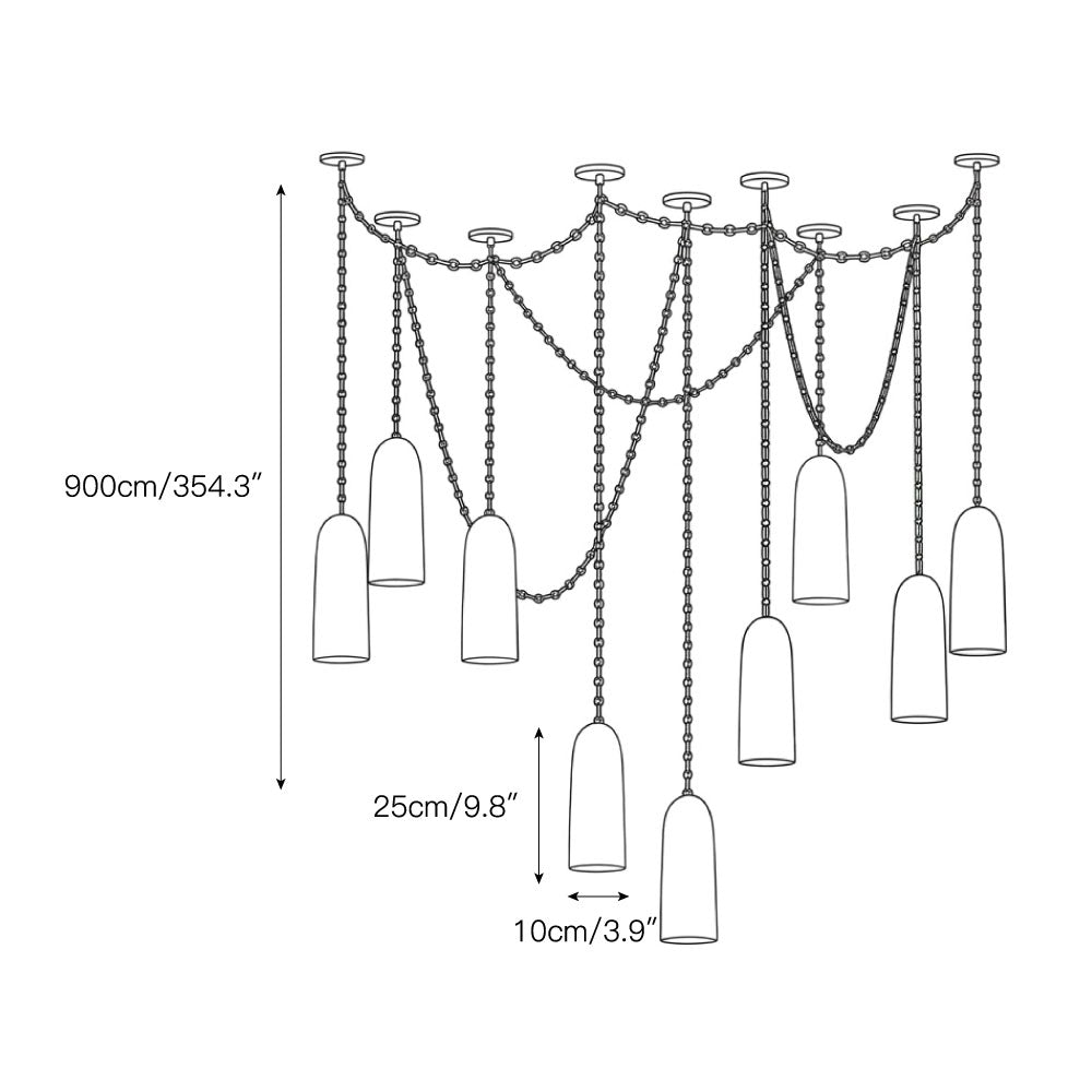 Nine-head configuration of the Spanish alabaster chandelier.