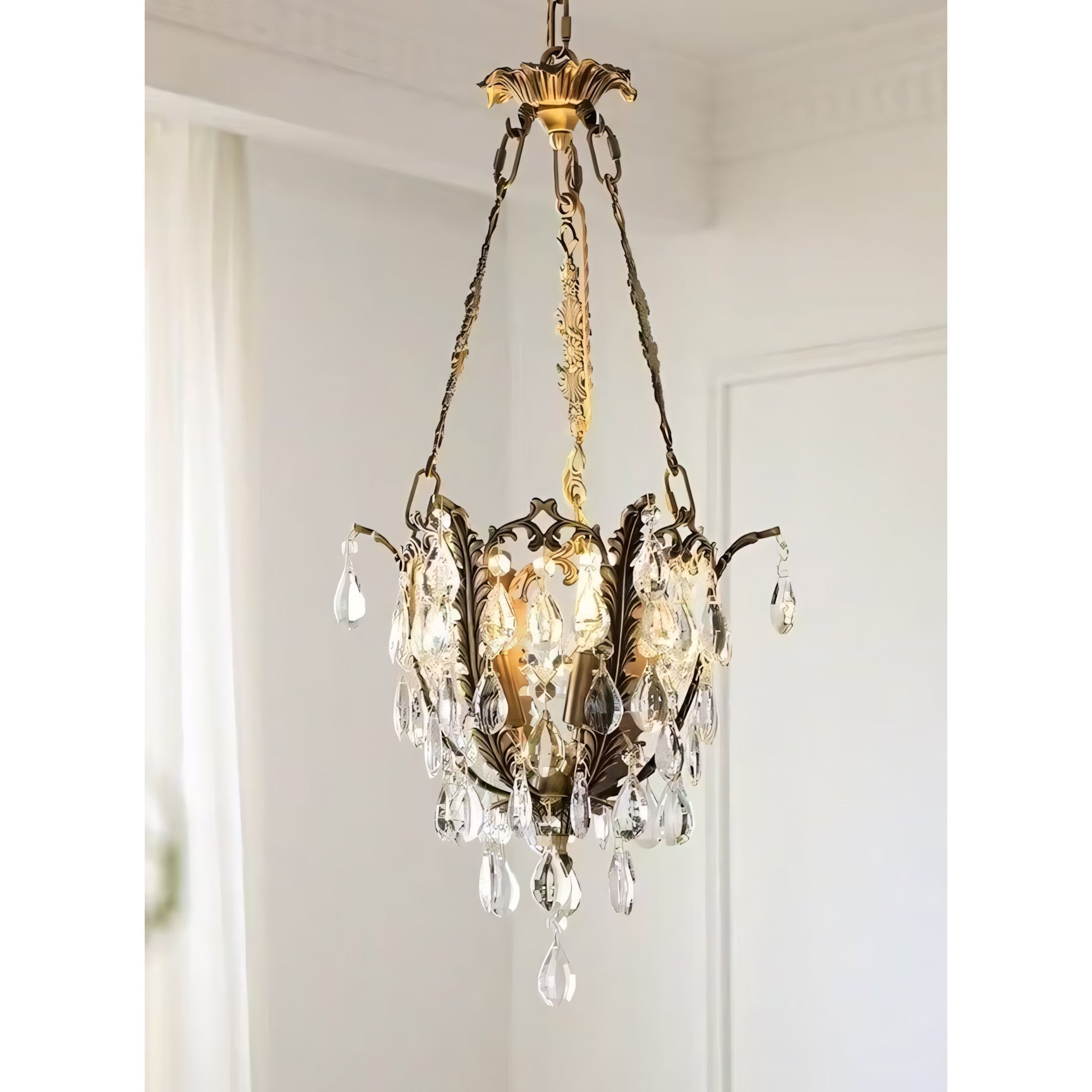 The crystal elements reflecting light beautifully.