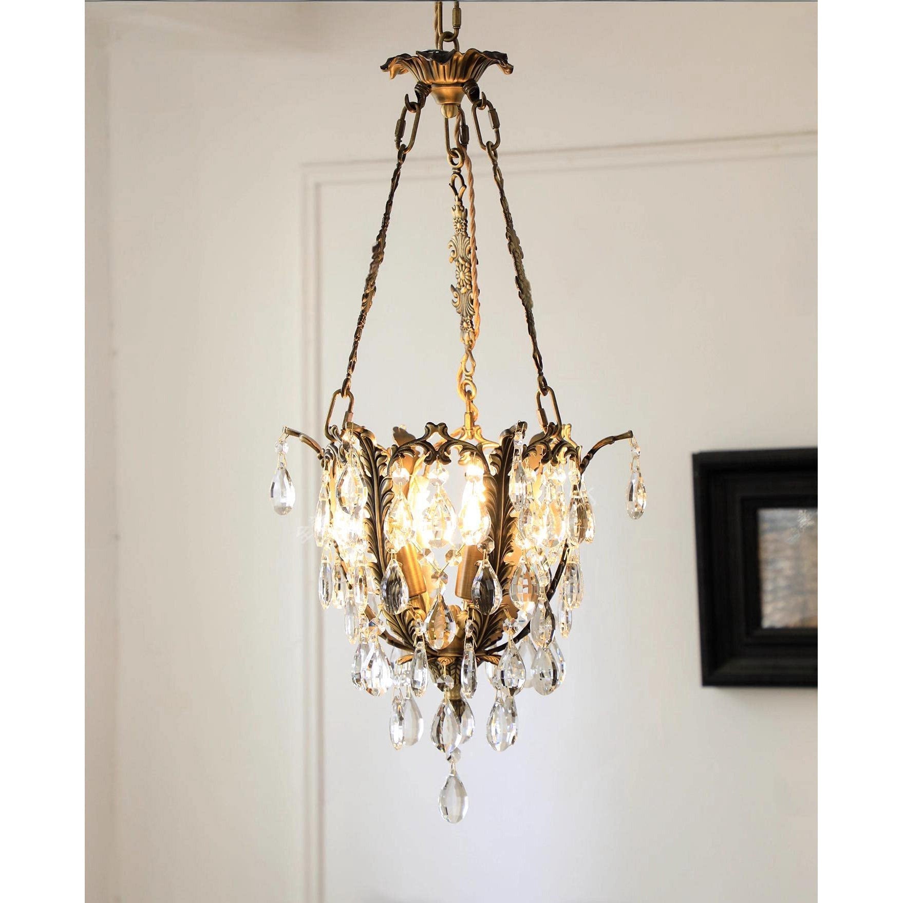 Filegray Chandelier against a plain background to show its form.