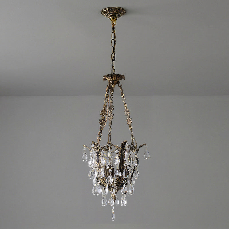 Bottom tier of the crystal chandelier.