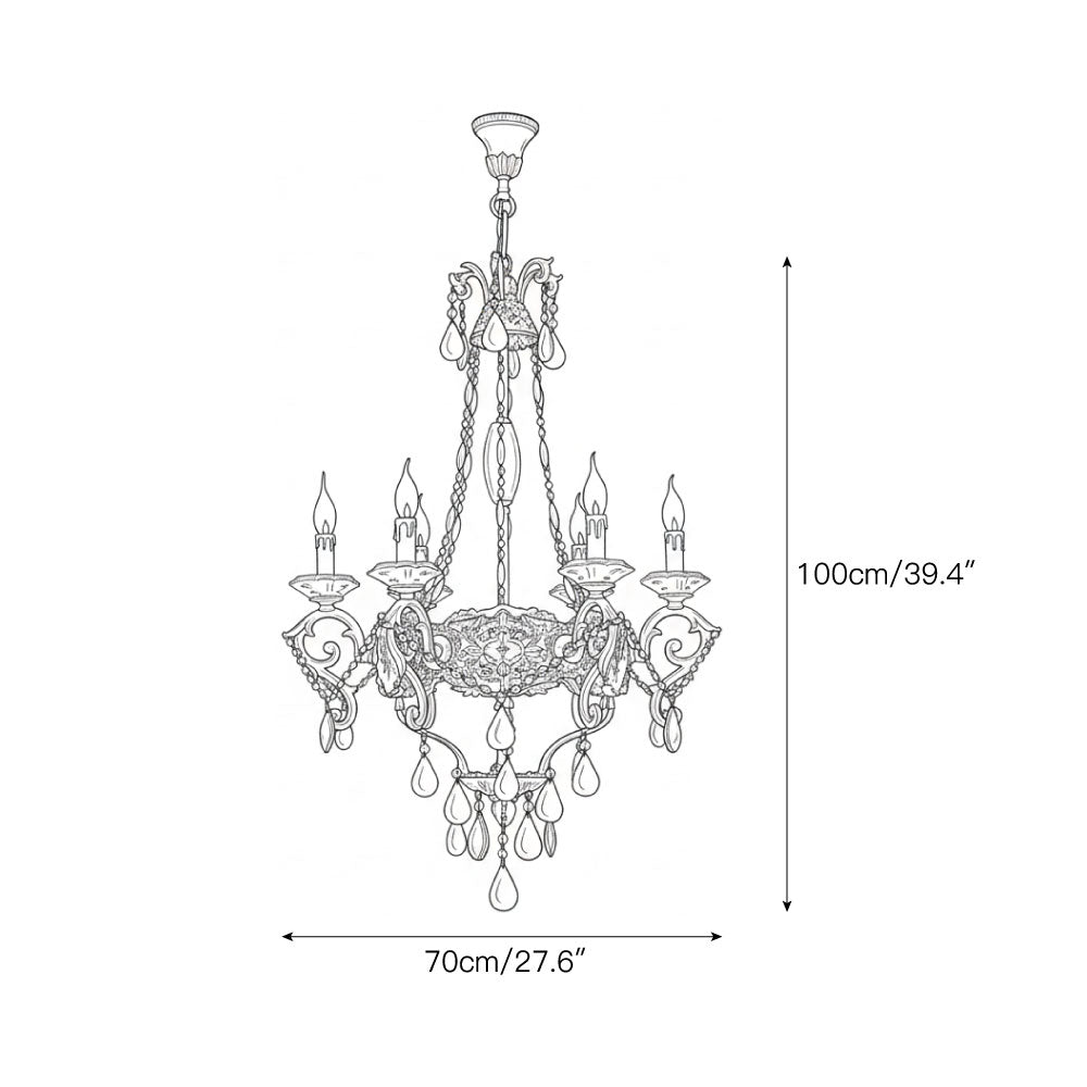 Close-up of the delicate crystal decorations on the Filmore Chandelier.