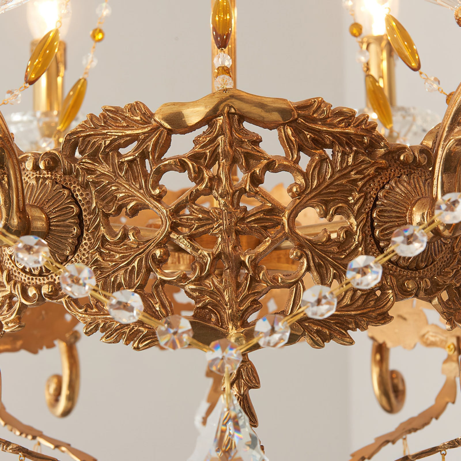 The chandelier shown against a neutral background to emphasize its form.