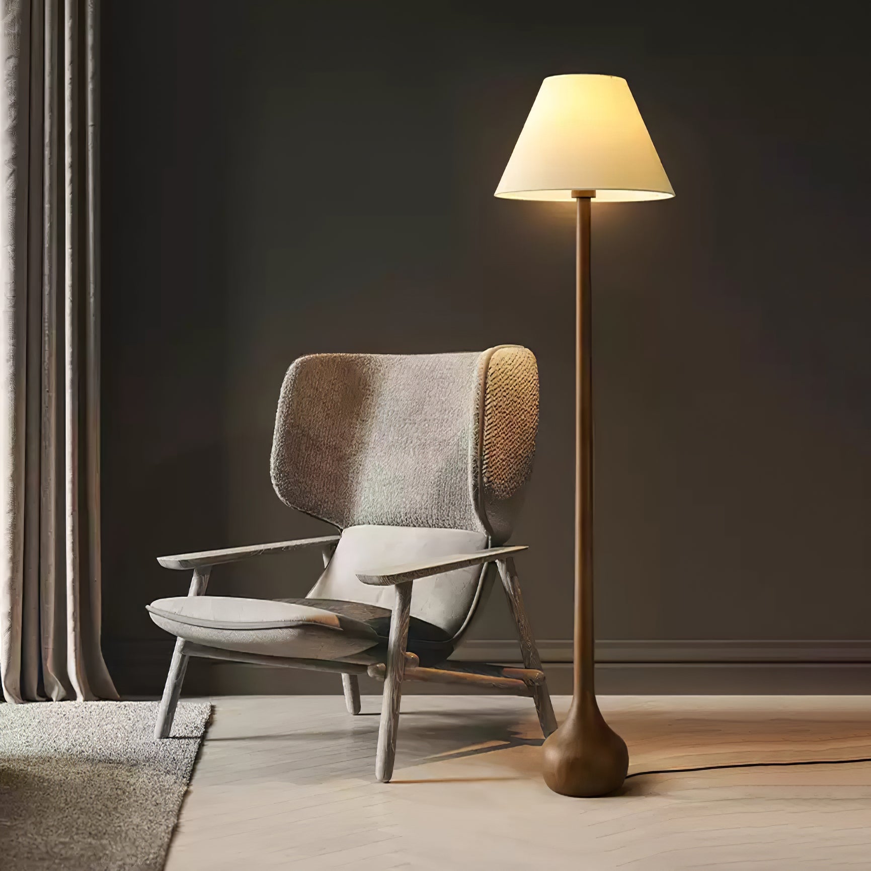 Zeraeos Organic Wooden Floor Lamp-Neutral Decor
