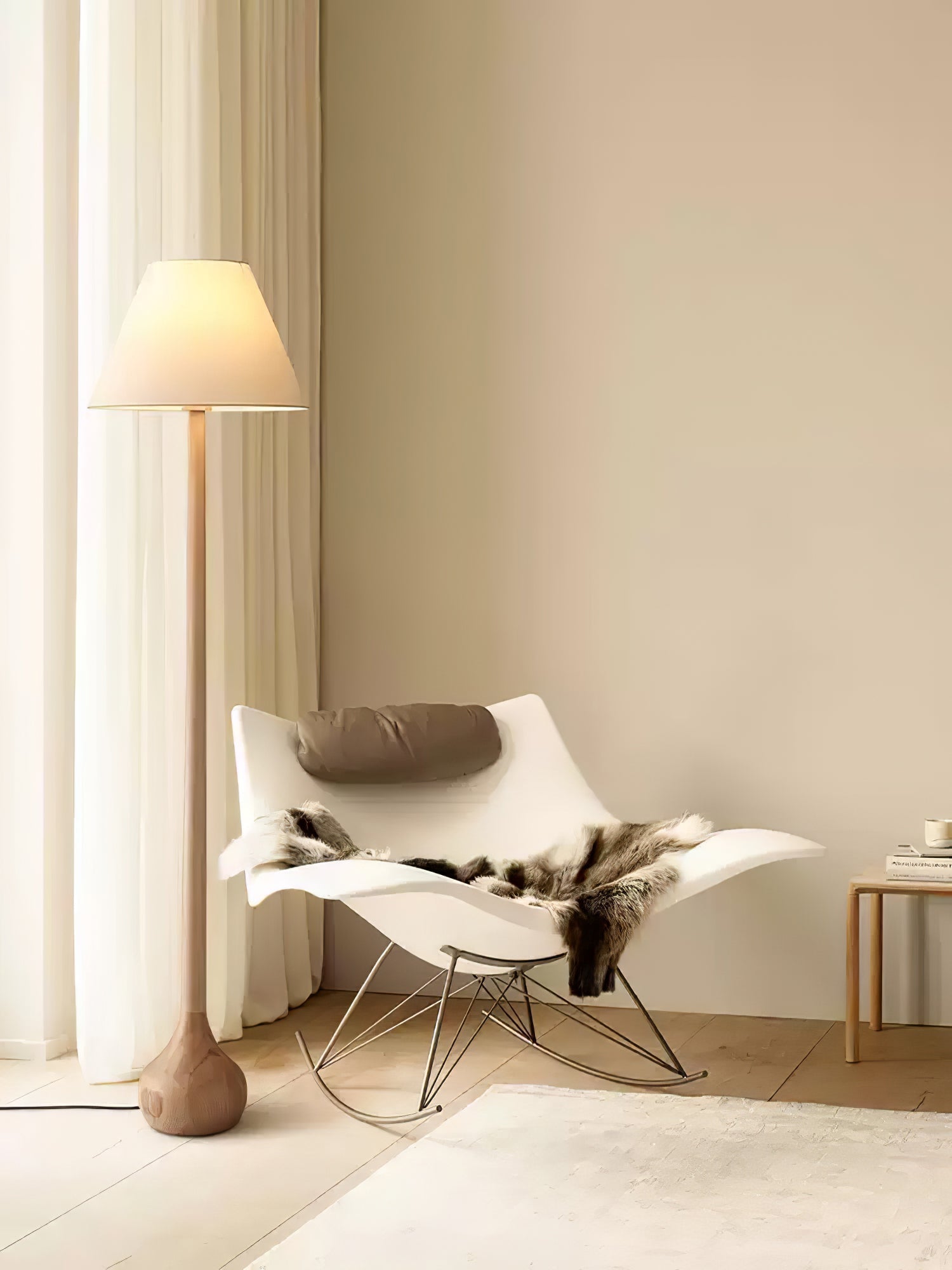 Zeraeos Organic Wooden Floor Lamp-Neutral Decor