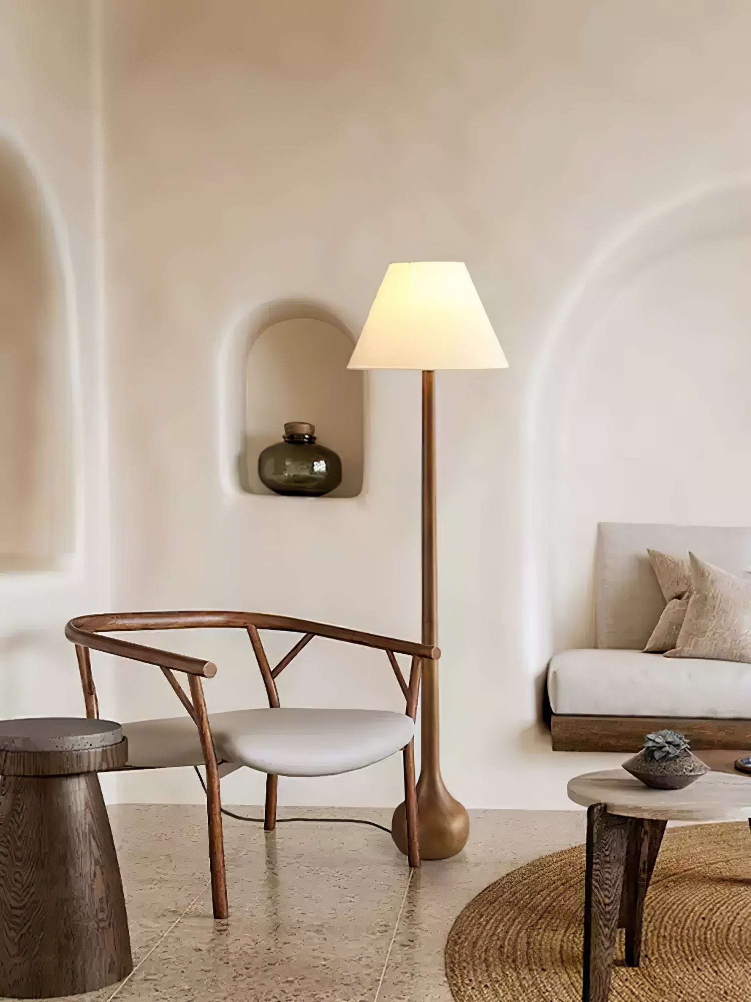 Zeraeos Organic Wooden Floor Lamp-Neutral Decor