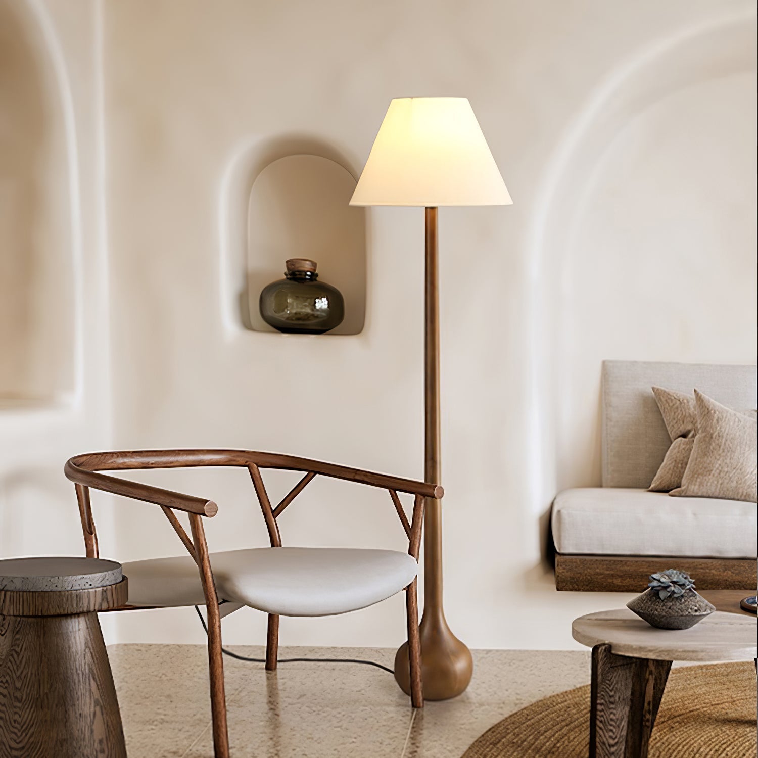 Zeraeos Organic Wooden Floor Lamp-Neutral Decor