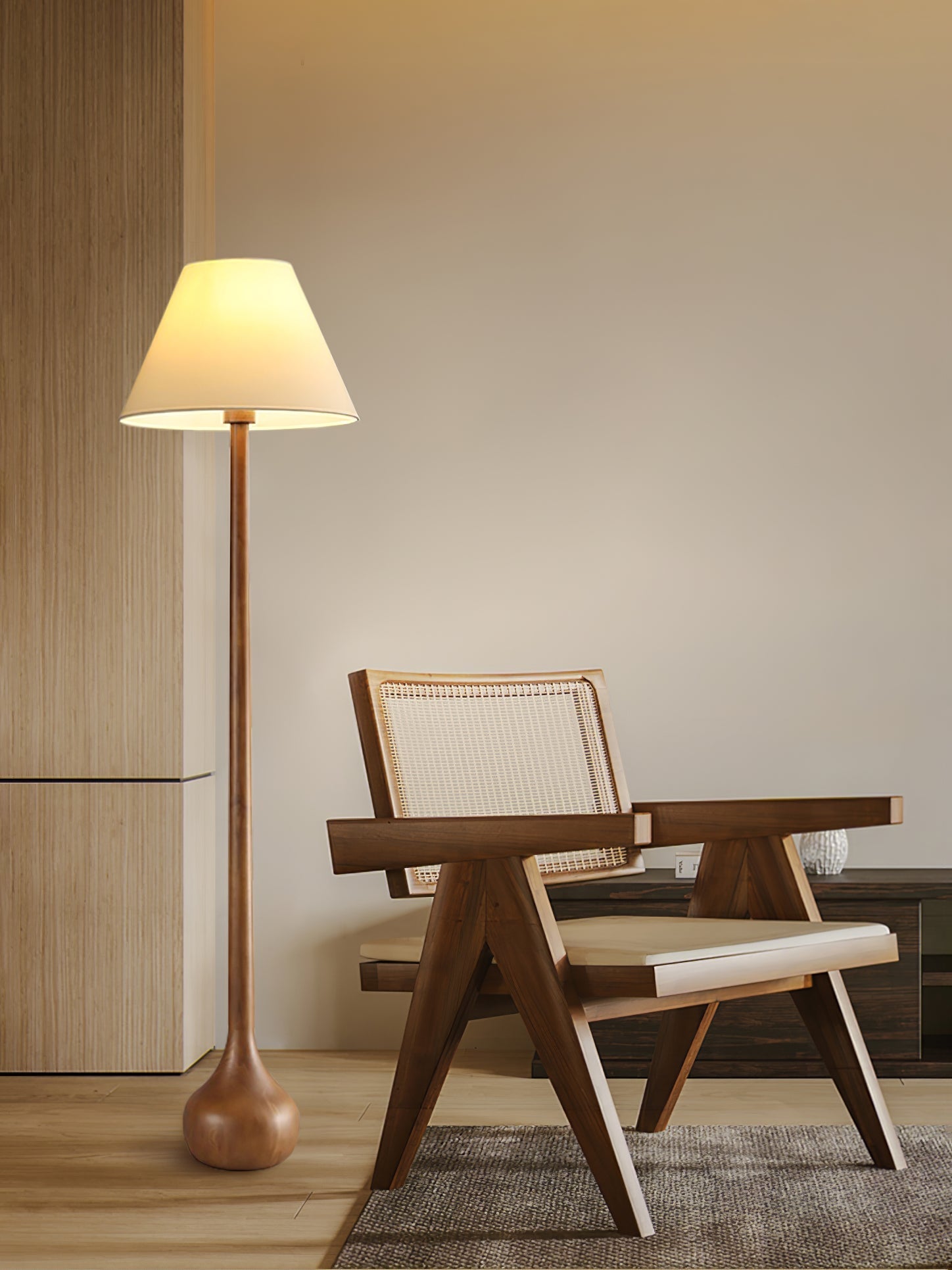 Zeraeos Organic Wooden Floor Lamp-Neutral Decor