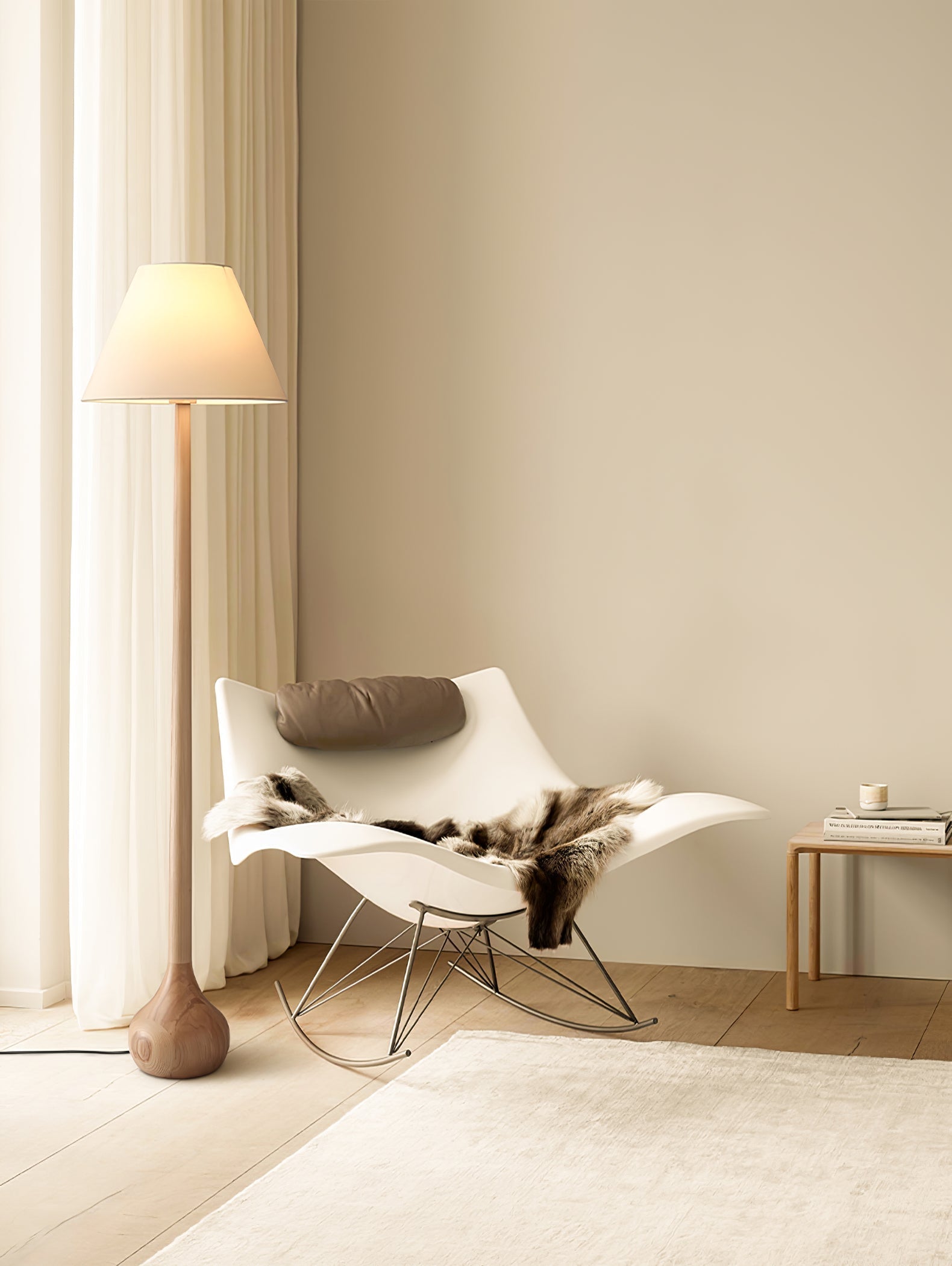 Zeraeos Organic Wooden Floor Lamp-Neutral Decor