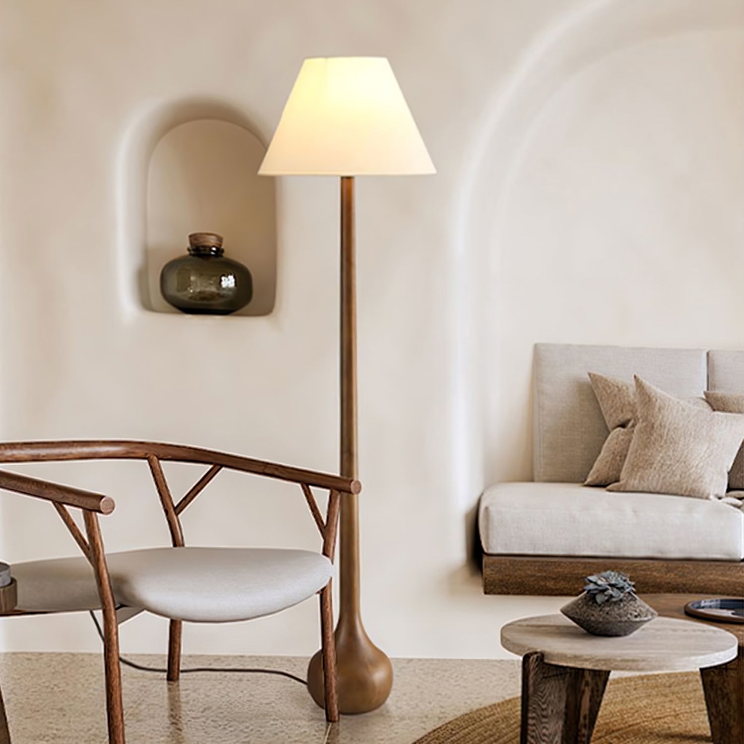 Zeraeos Organic Wooden Floor Lamp-Neutral Decor