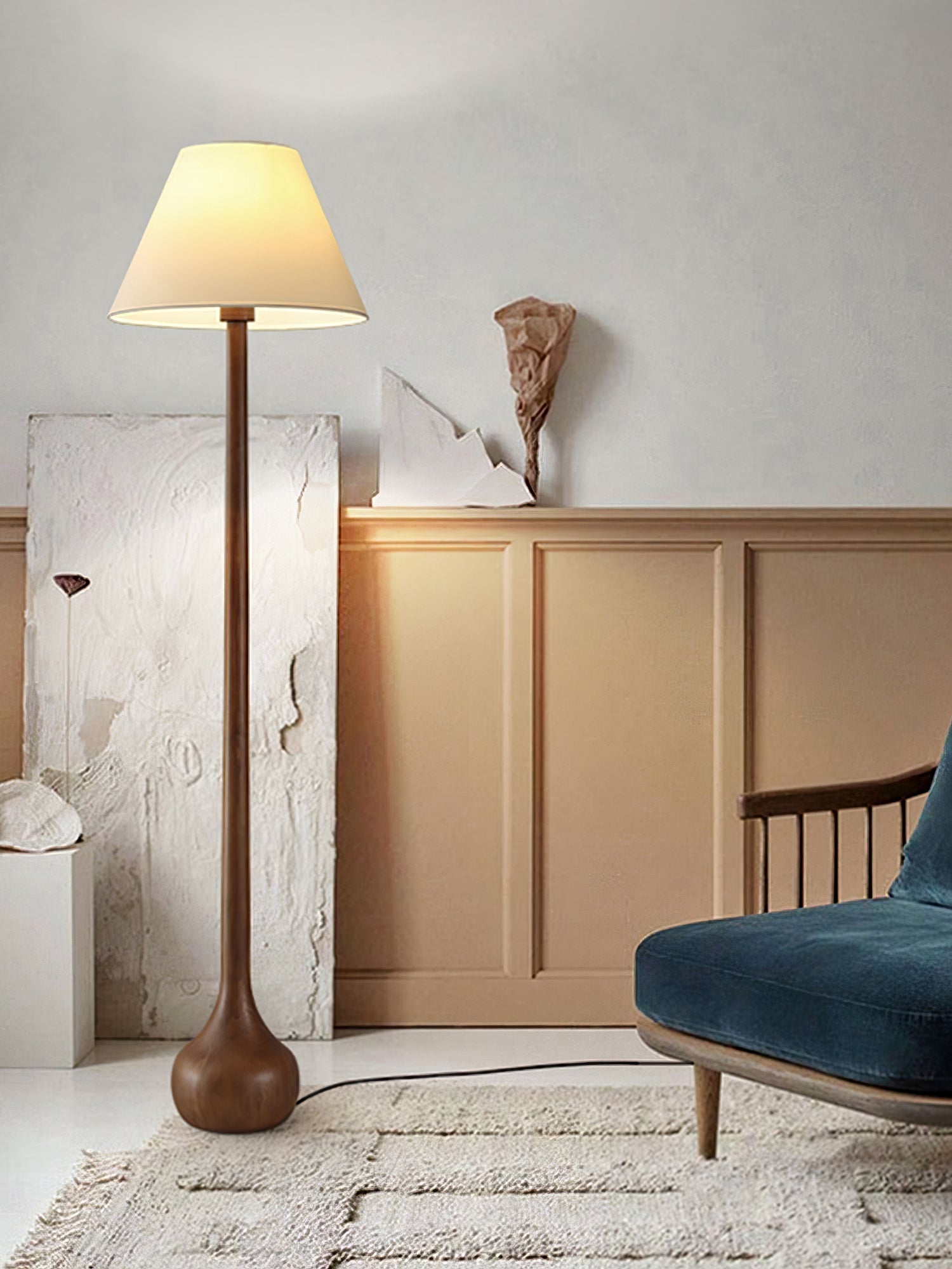 Zeraeos Organic Wooden Floor Lamp-Neutral Decor