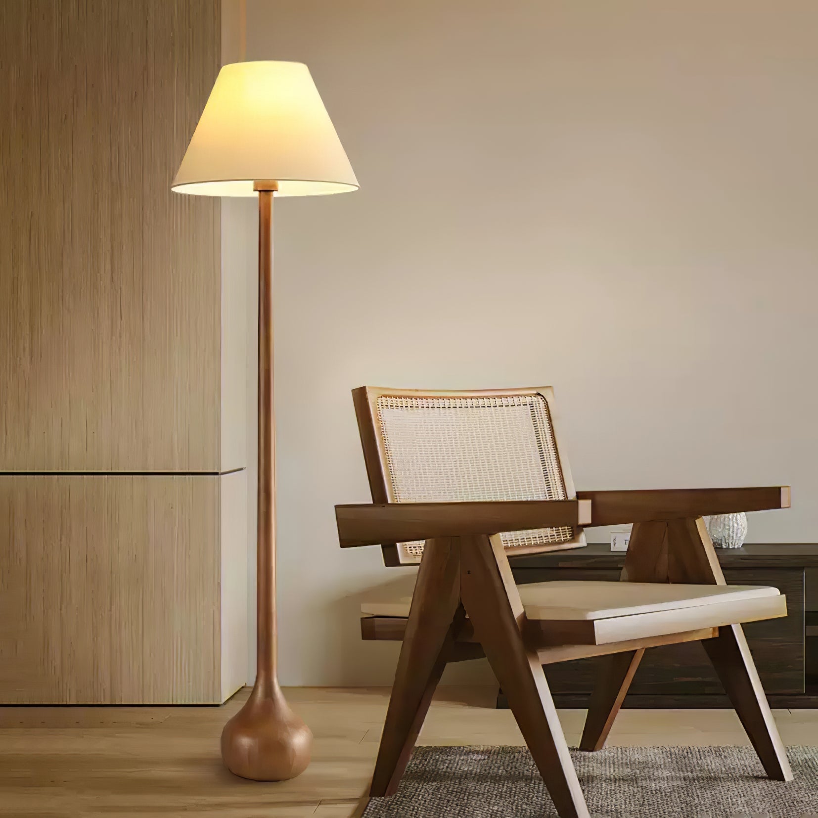 Zeraeos Organic Wooden Floor Lamp-Neutral Decor