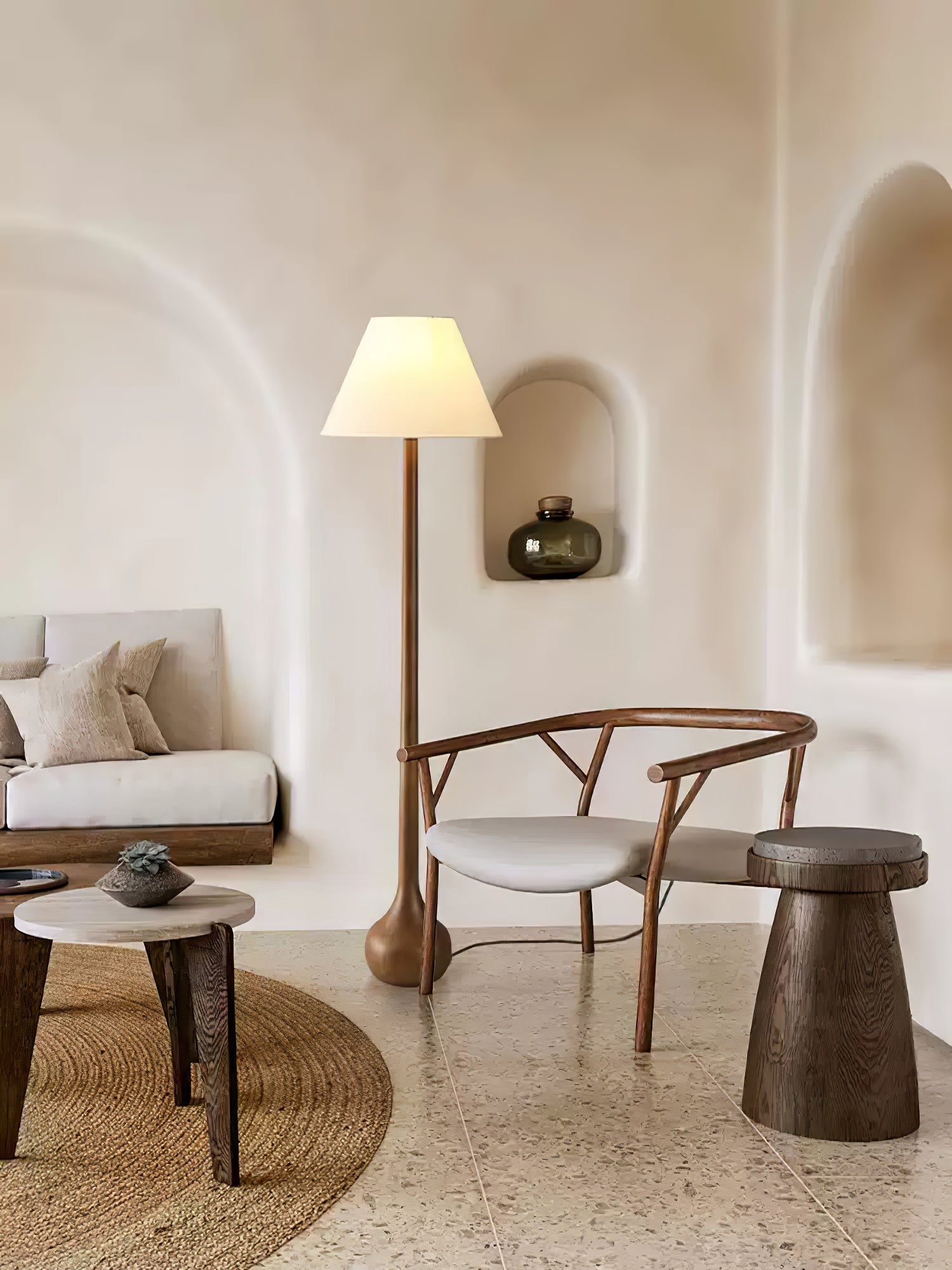Zeraeos Organic Wooden Floor Lamp-Neutral Decor