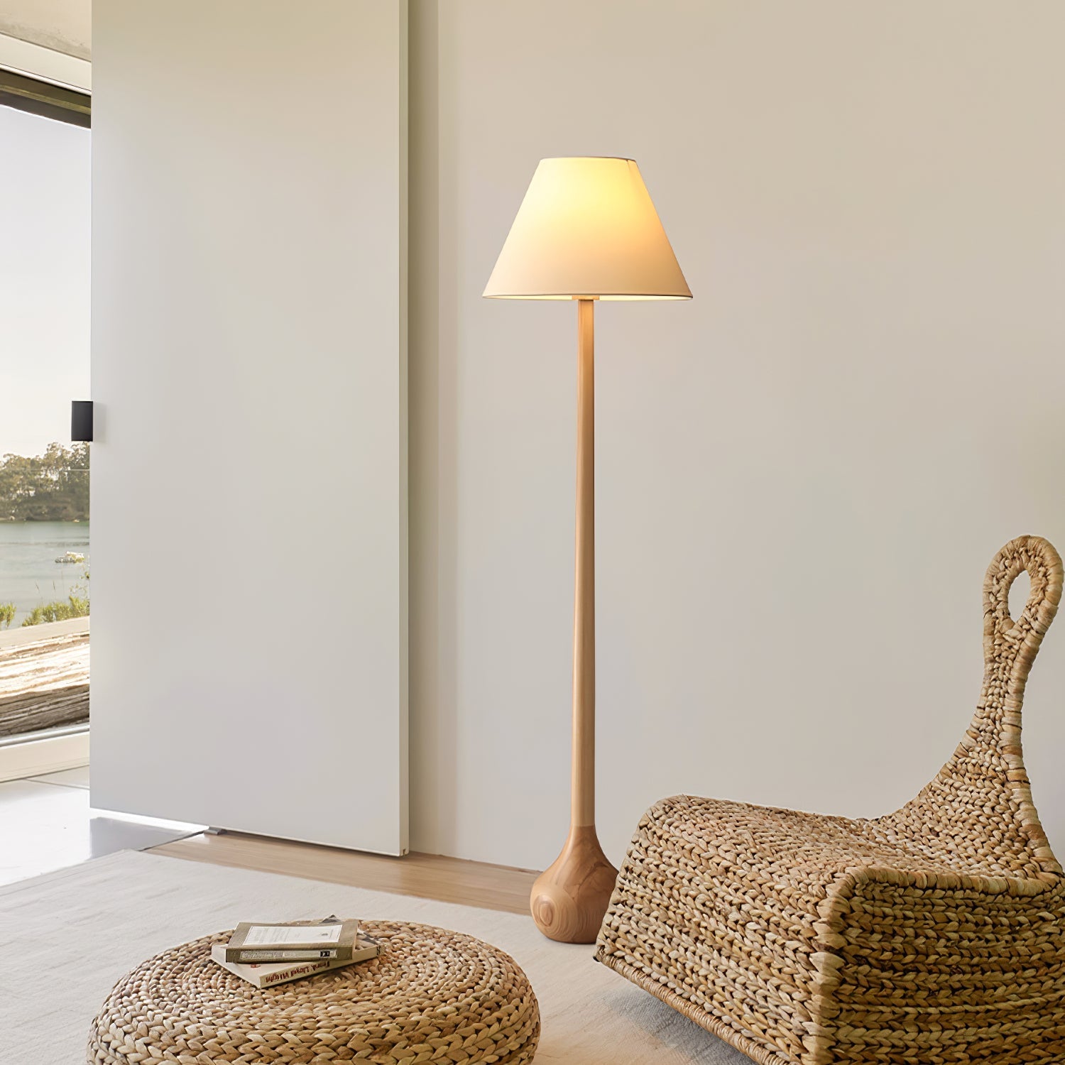 Zeraeos Organic Wooden Floor Lamp-Neutral Decor