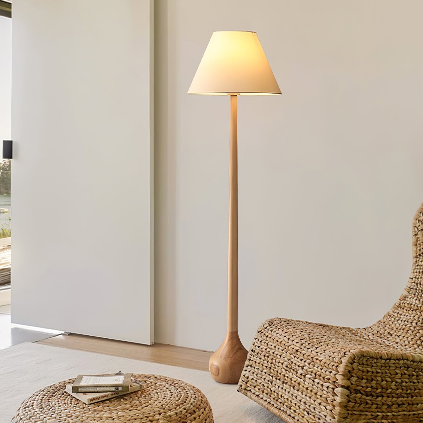Zeraeos Organic Wooden Floor Lamp-Neutral Decor