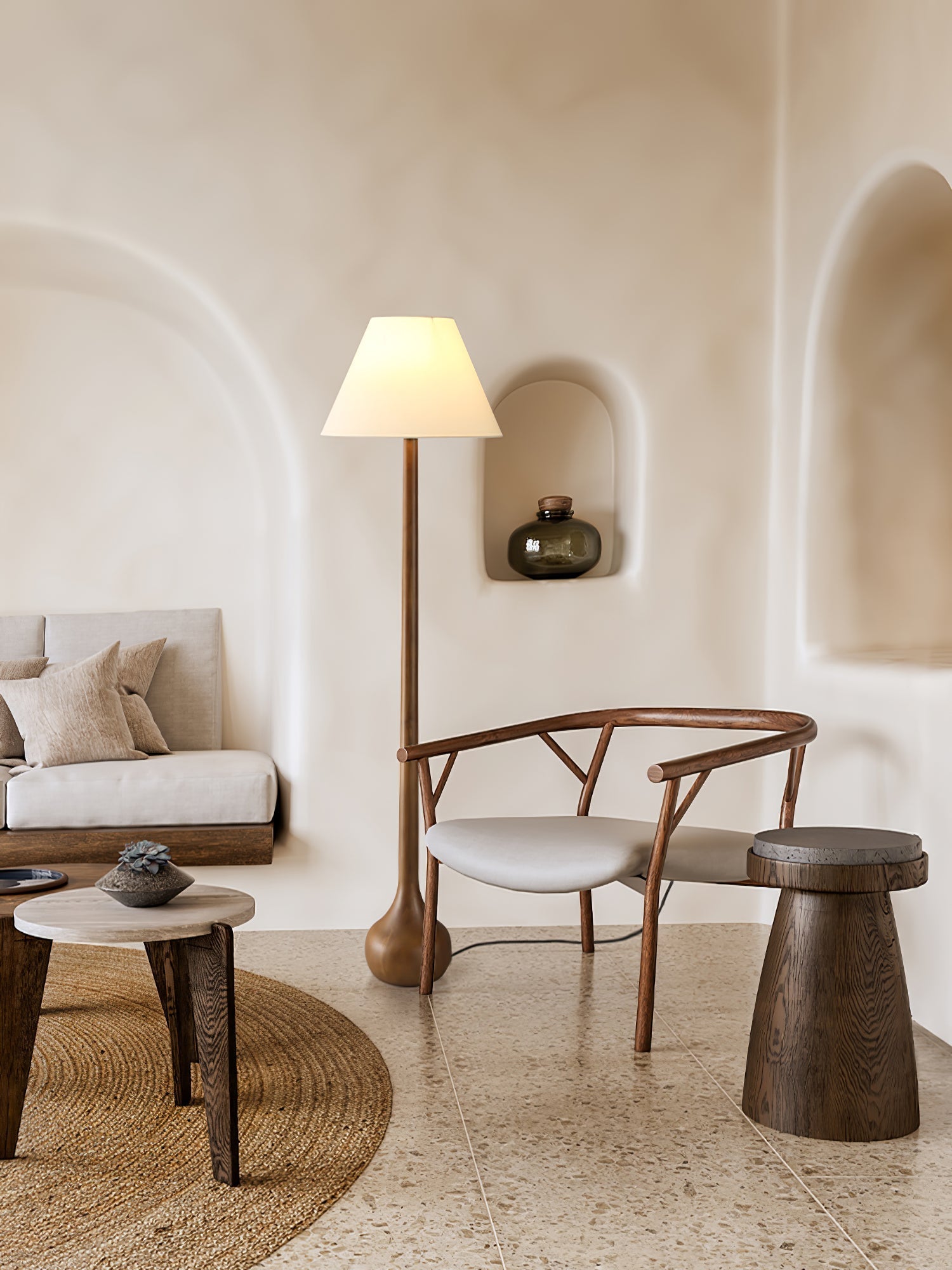 Zeraeos Organic Wooden Floor Lamp-Neutral Decor