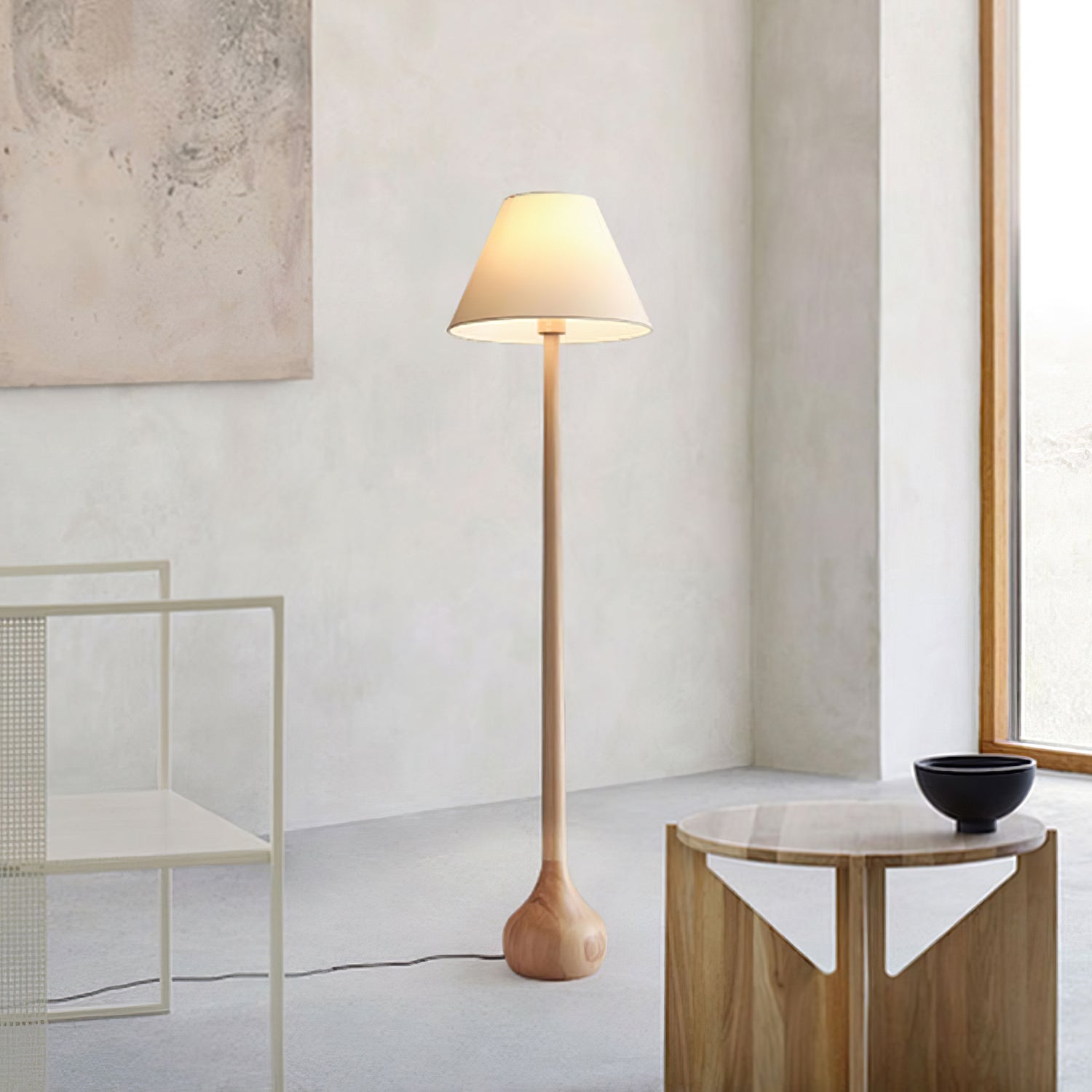 Zeraeos Organic Wooden Floor Lamp-Neutral Decor