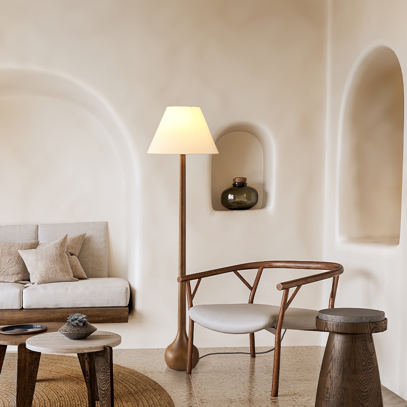 Zeraeos Organic Wooden Floor Lamp-Neutral Decor