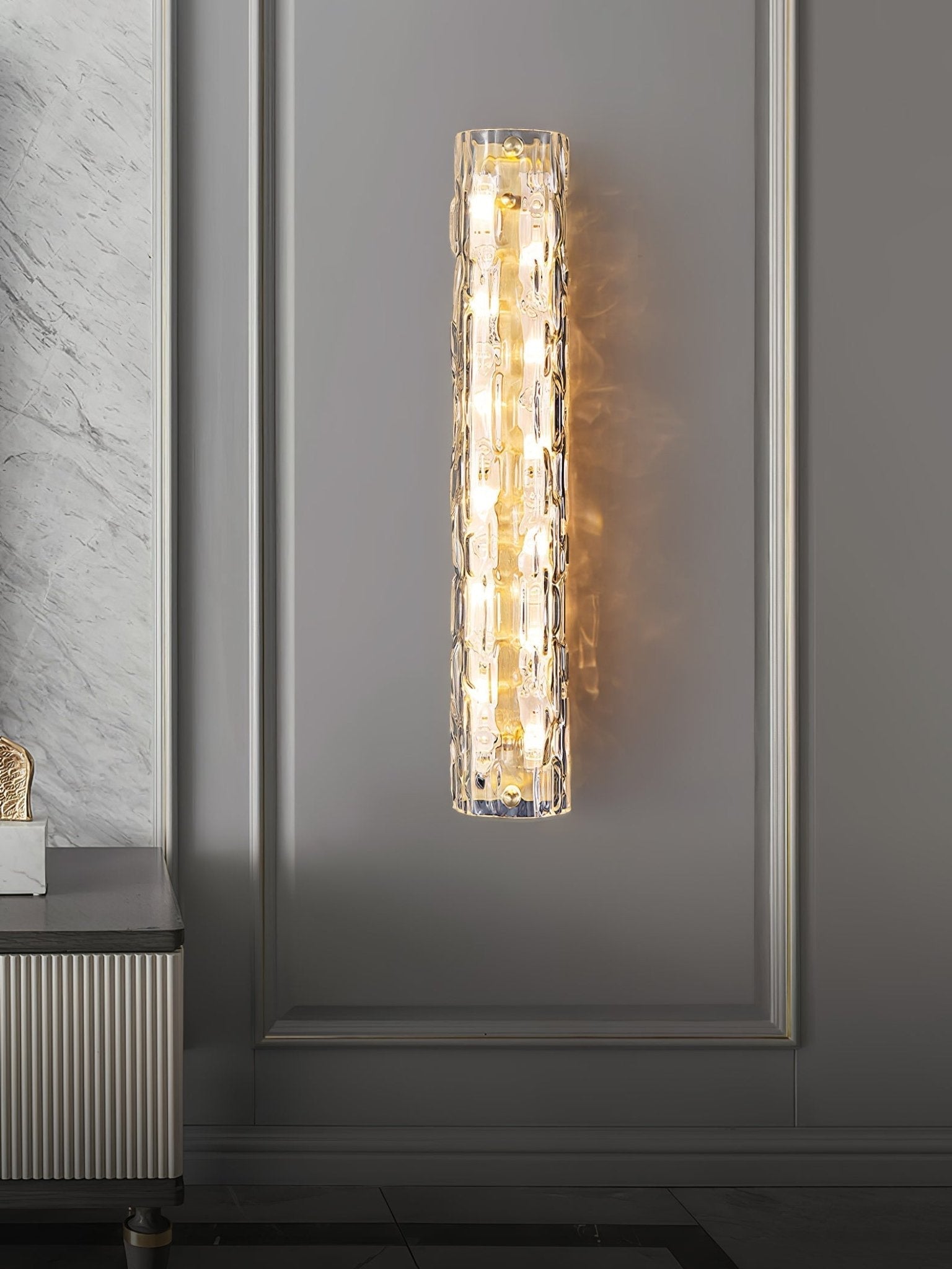 Bexley Brass Glass Glam Wall Lamp-Neutral Decor