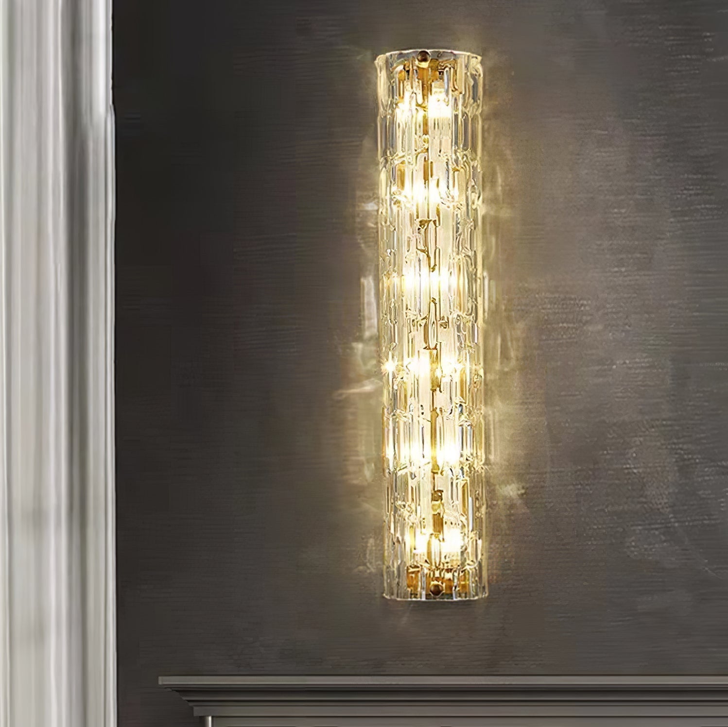 Bexley Brass Glass Glam Wall Lamp-Neutral Decor