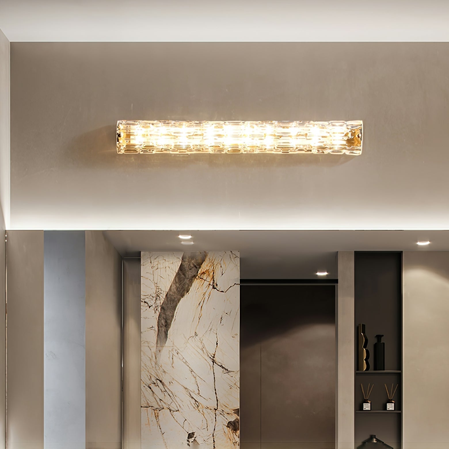 Bexley Brass Glass Glam Wall Lamp-Neutral Decor