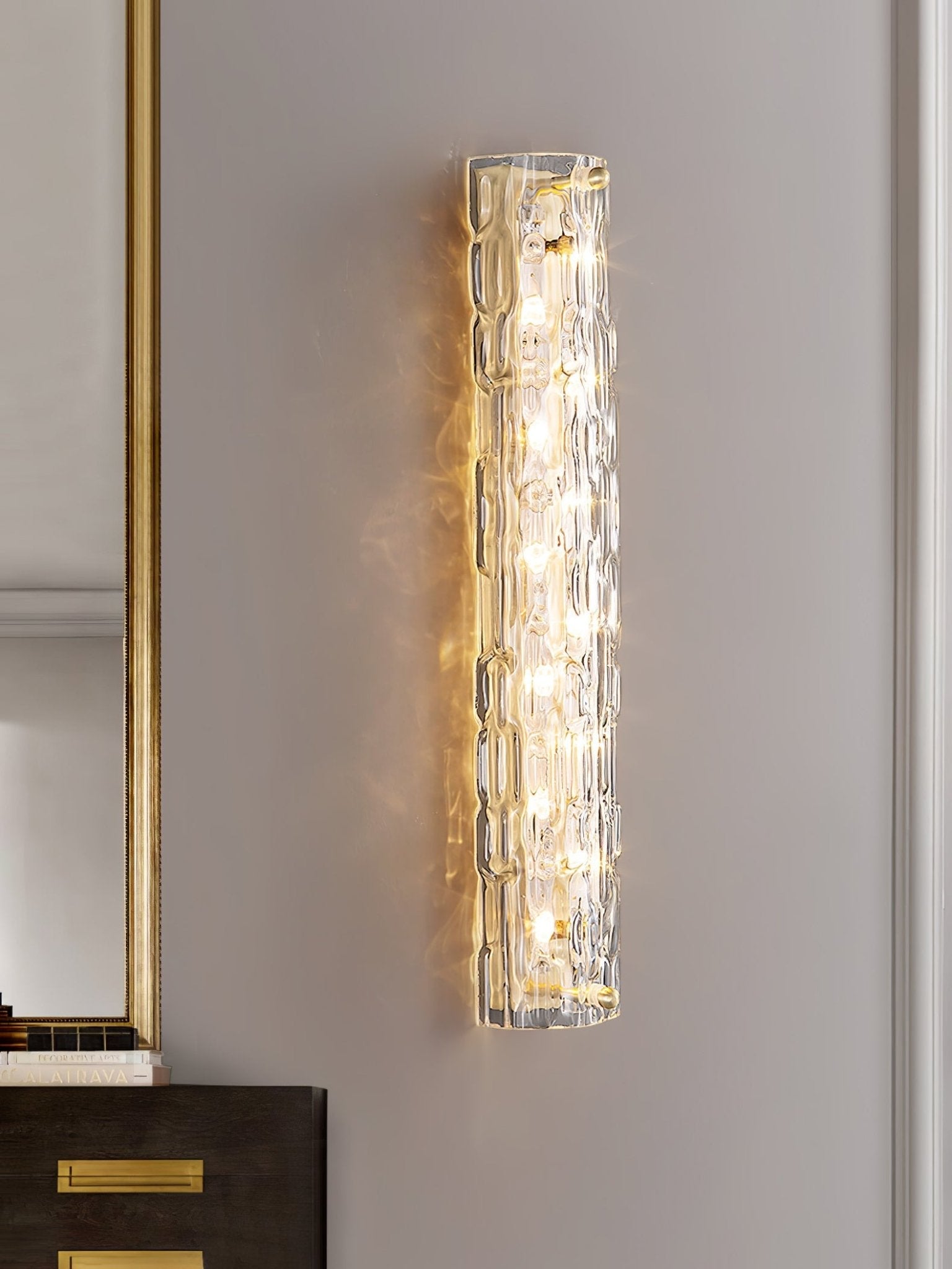 Bexley Brass Glass Glam Wall Lamp-Neutral Decor