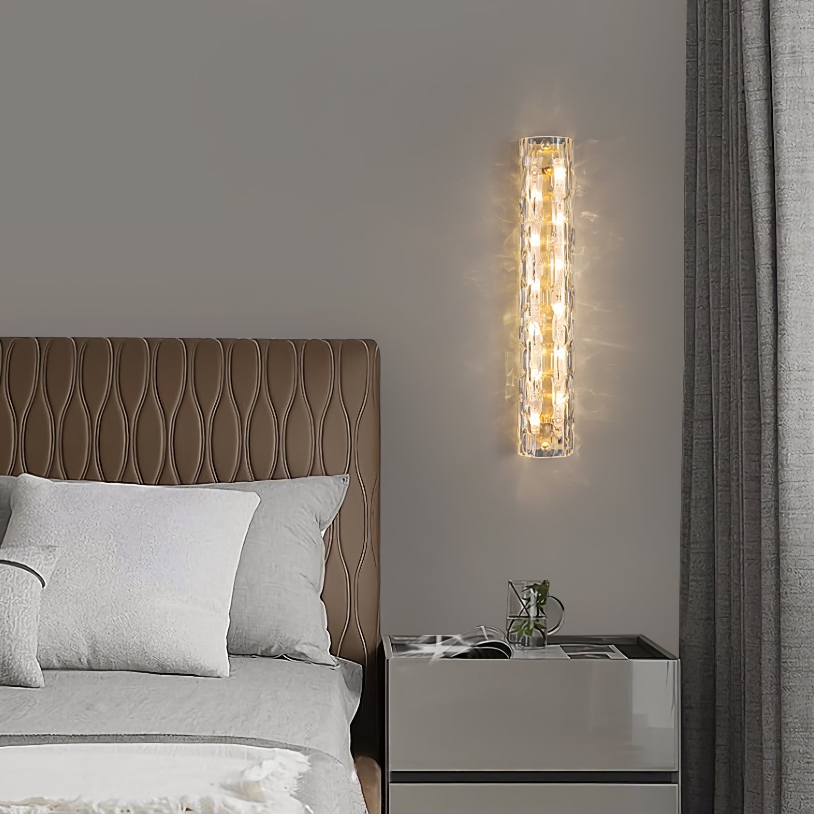 Bexley Brass Glass Glam Wall Lamp-Neutral Decor