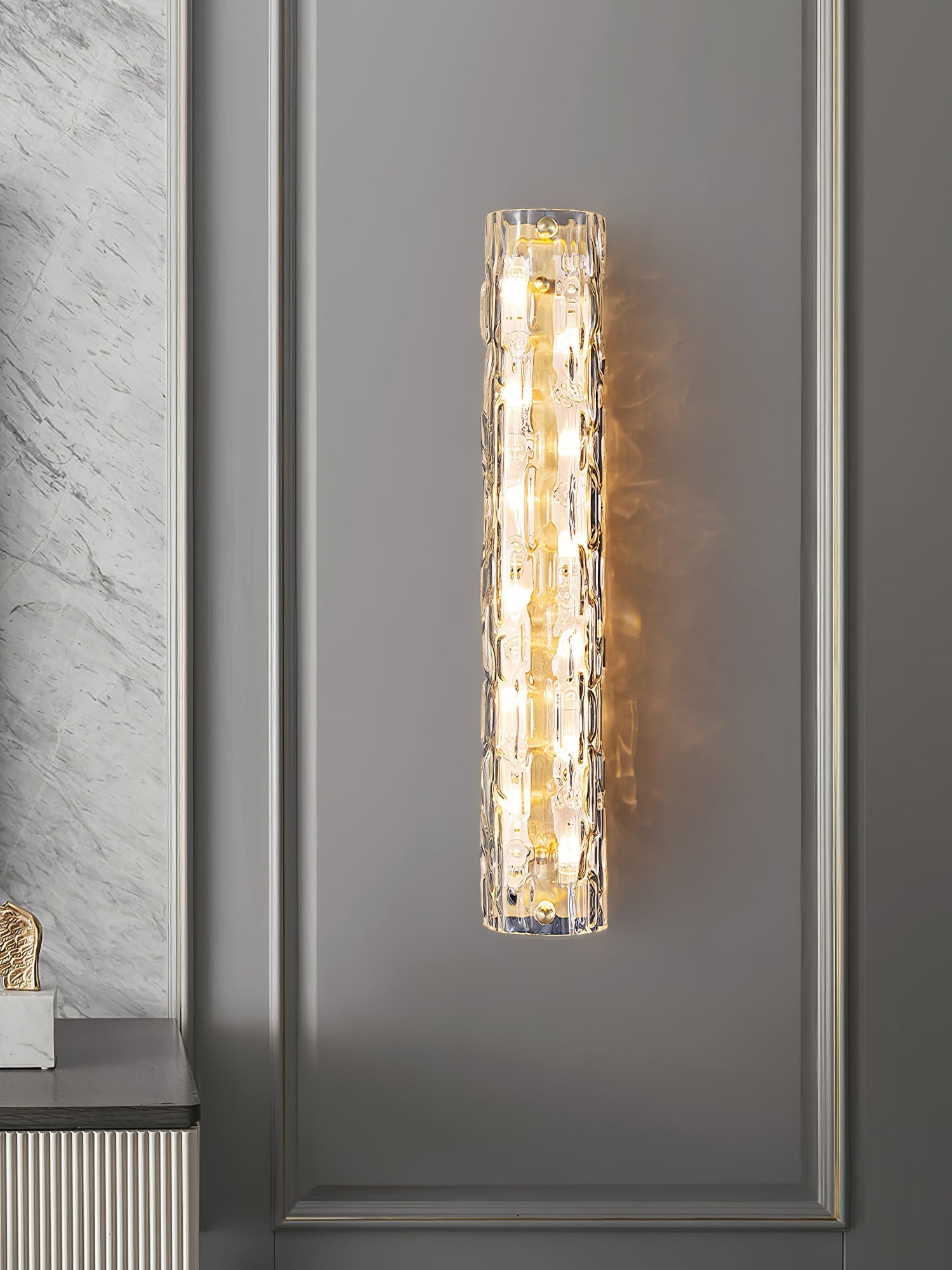 Bexley Brass Glass Glam Wall Lamp-Neutral Decor