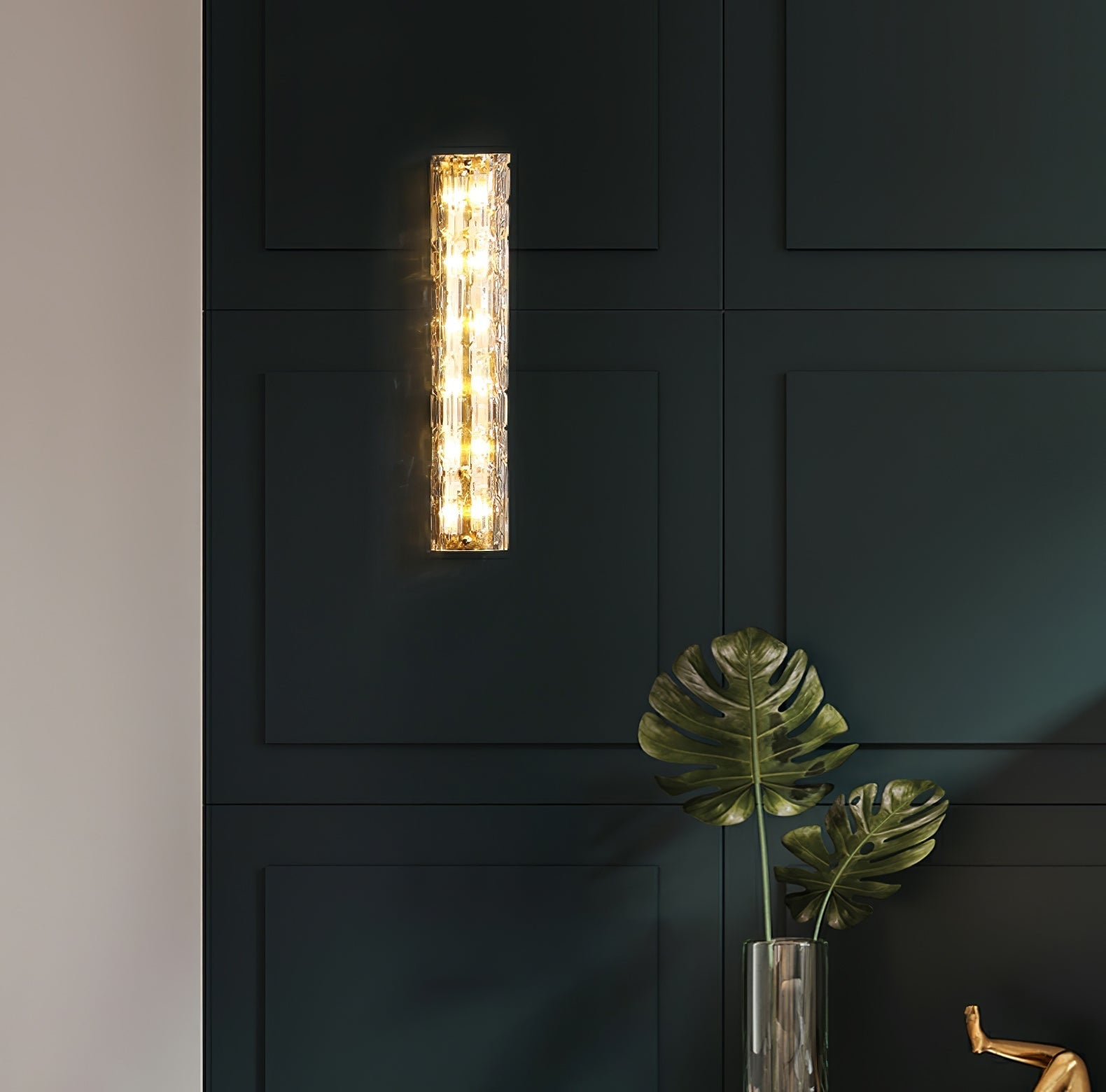 Bexley Brass Glass Glam Wall Lamp-Neutral Decor