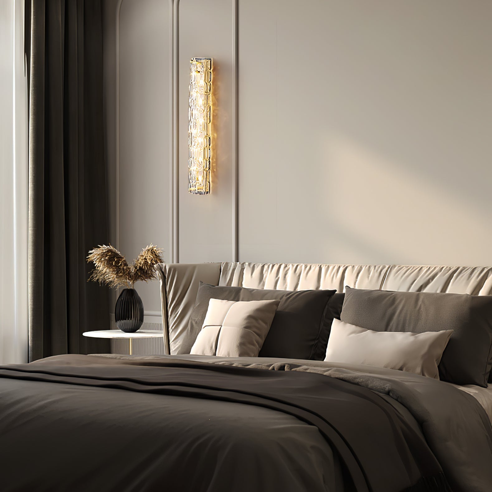 Bexley Brass Glass Glam Wall Lamp-Neutral Decor