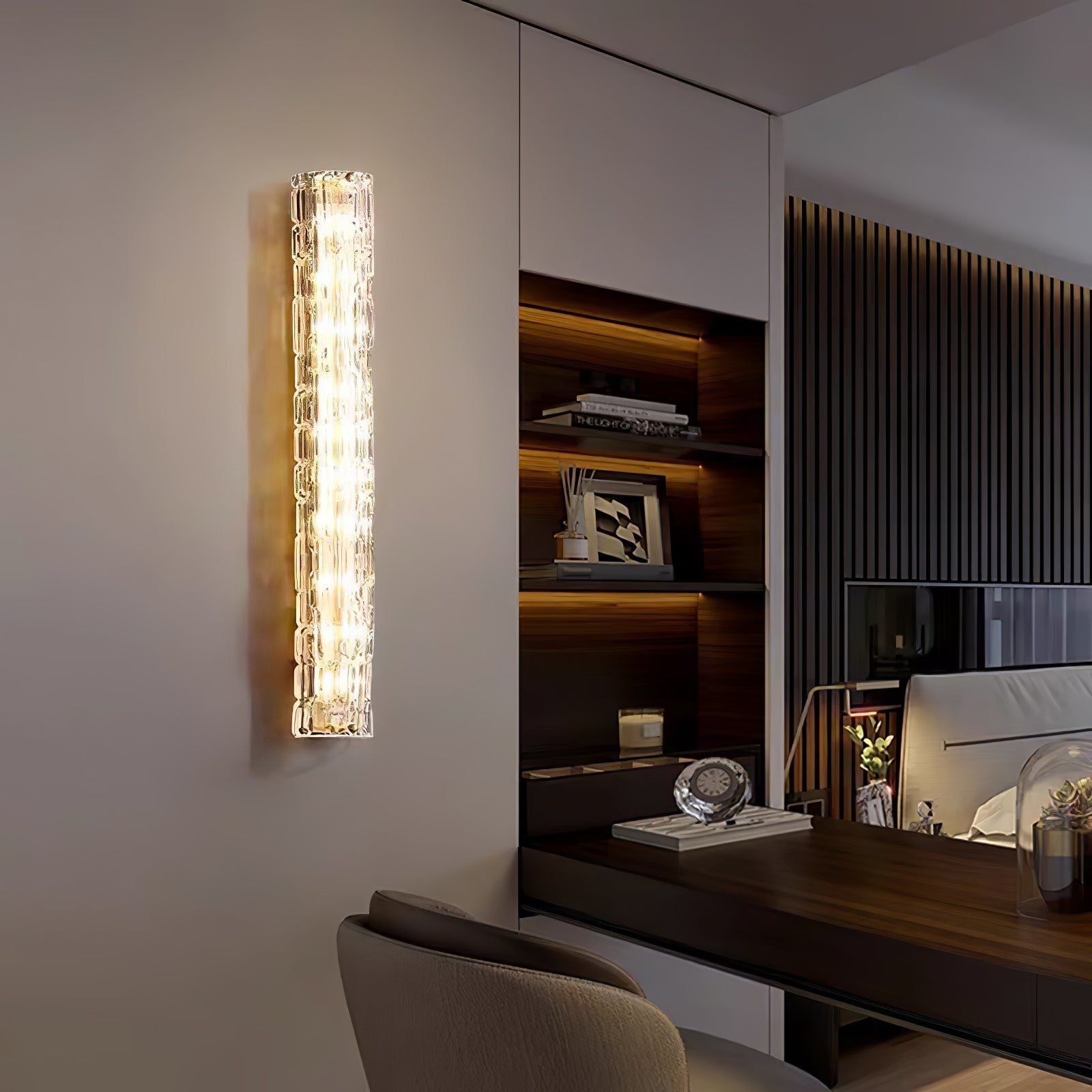 Bexley Brass Glass Glam Wall Lamp-Neutral Decor