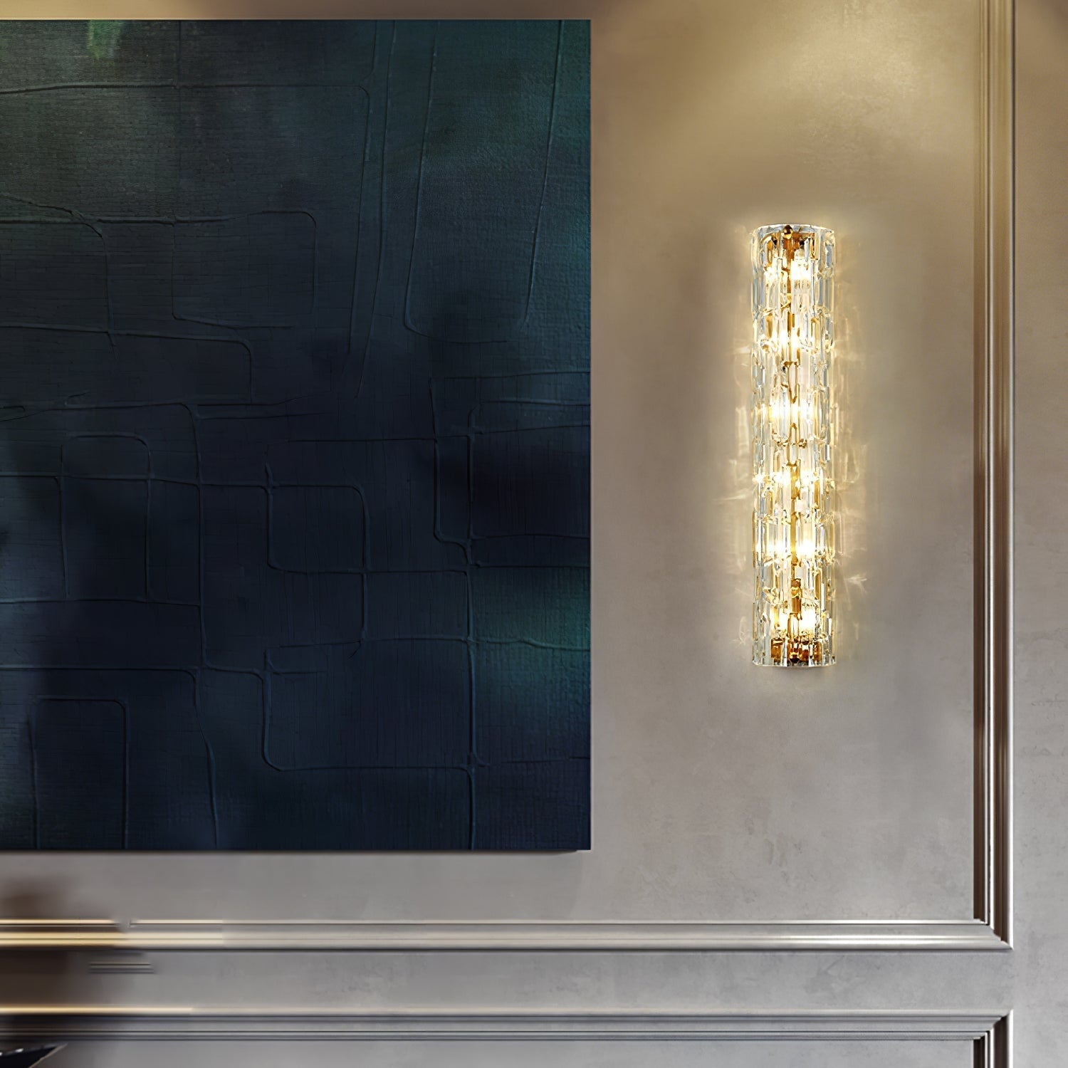 Bexley Brass Glass Glam Wall Lamp-Neutral Decor