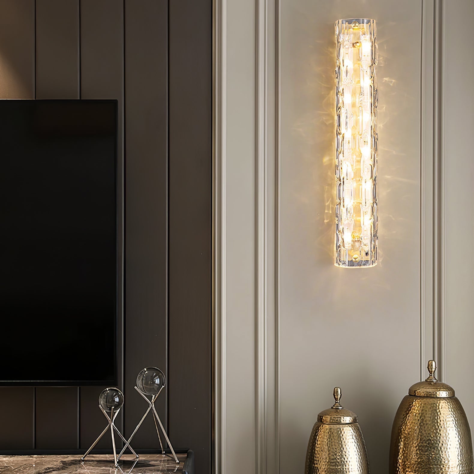 Bexley Brass Glass Glam Wall Lamp-Neutral Decor