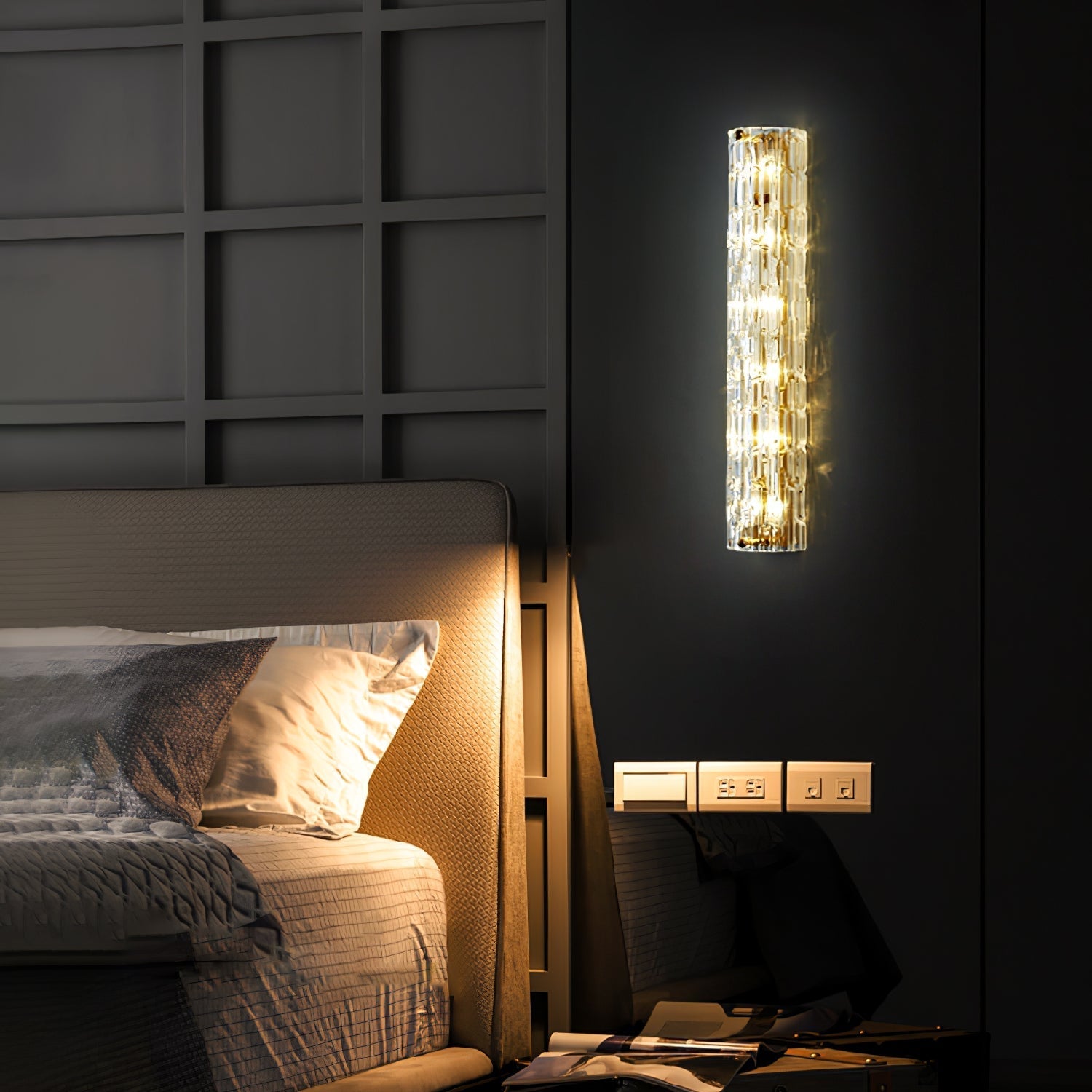 Bexley Brass Glass Glam Wall Lamp-Neutral Decor