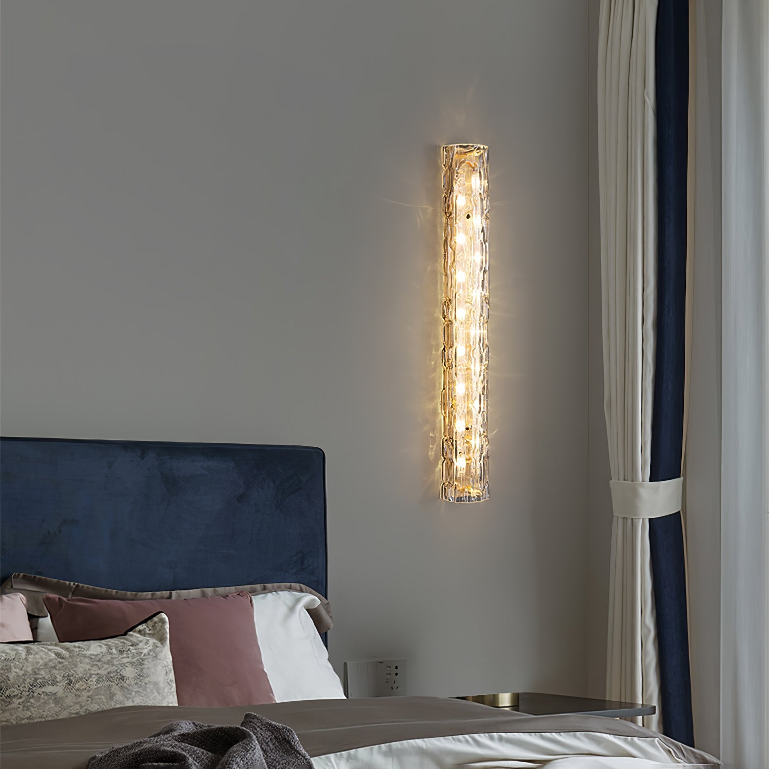 Bexley Brass Glass Glam Wall Lamp-Neutral Decor