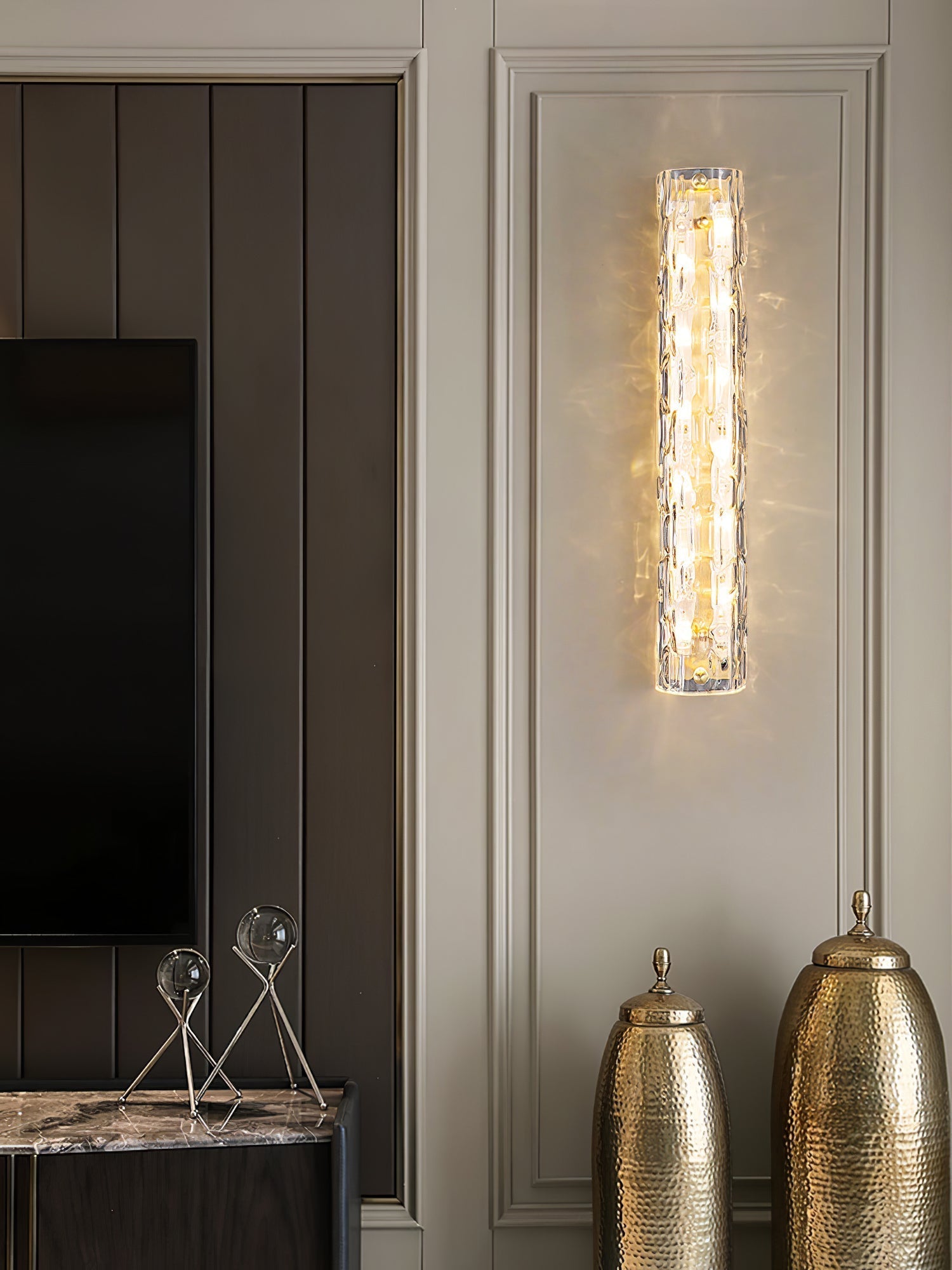 Bexley Brass Glass Glam Wall Lamp-Neutral Decor